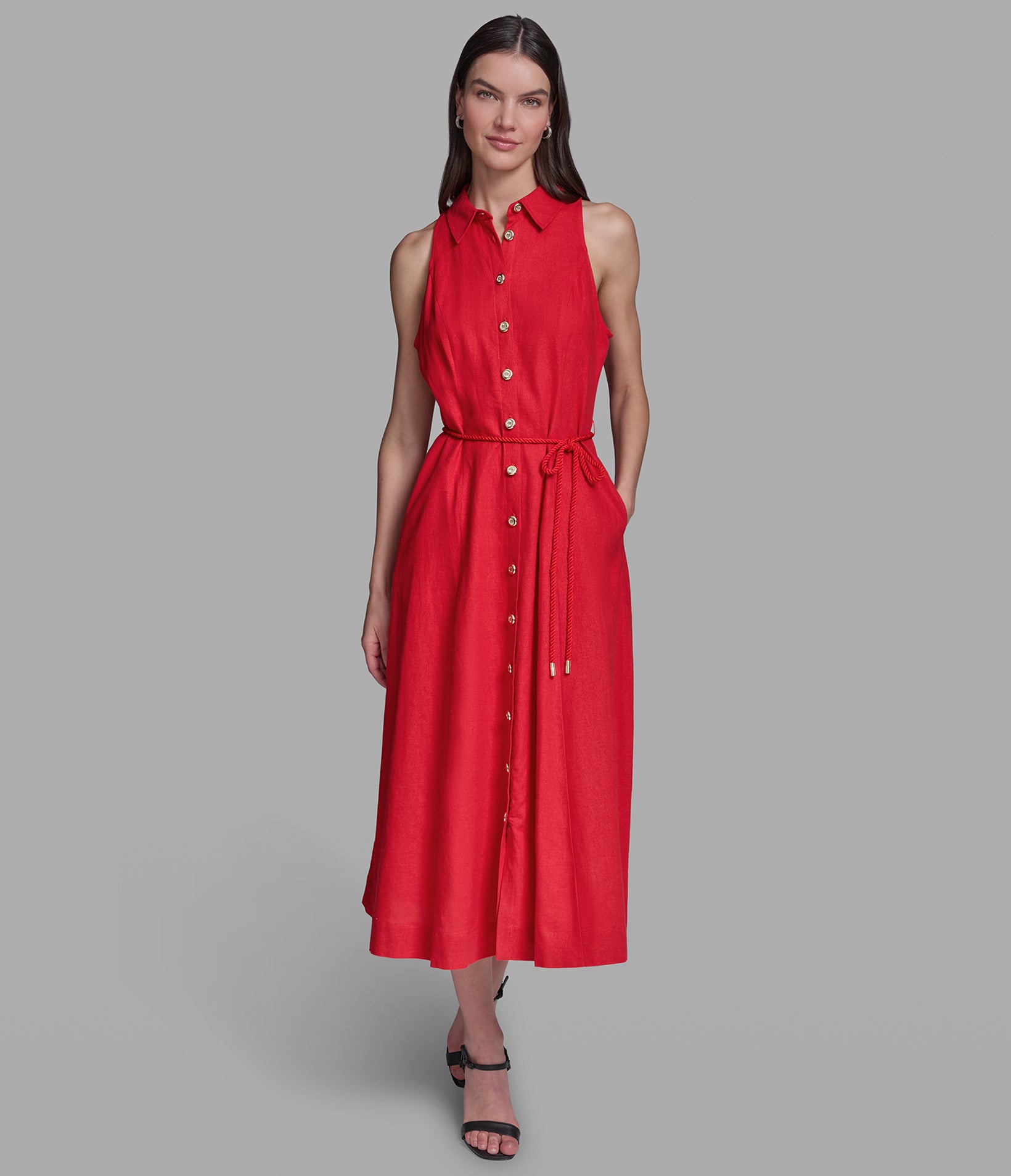 COLLAR ROPE BELT DRESS VIEW 1