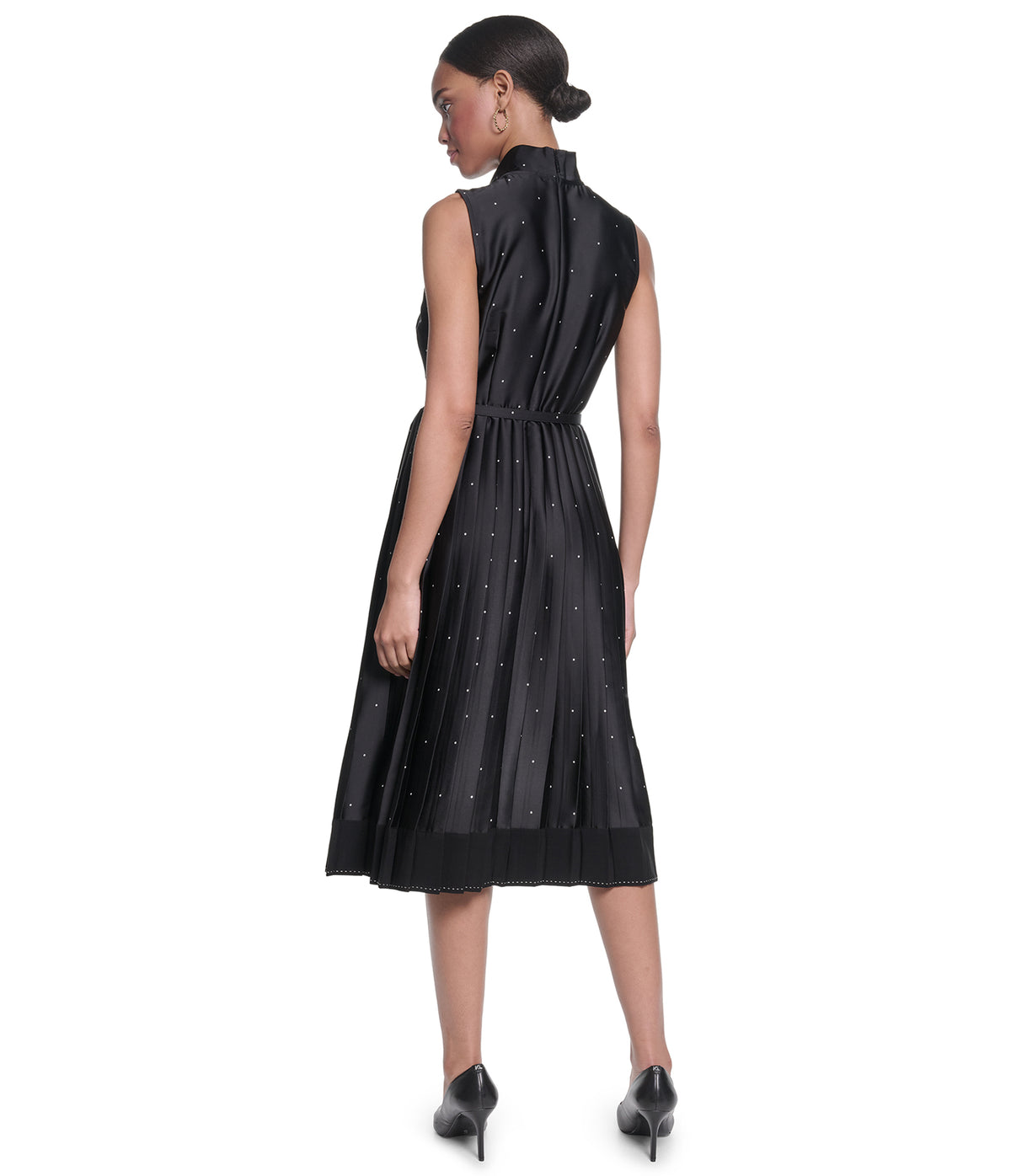 SATIN POLKA DOT BOW MIDI DRESS VIEW 3