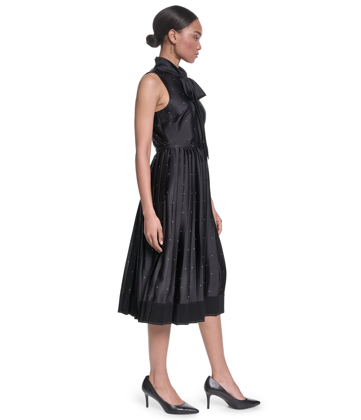 SATIN POLKA DOT BOW MIDI DRESS VIEW 4