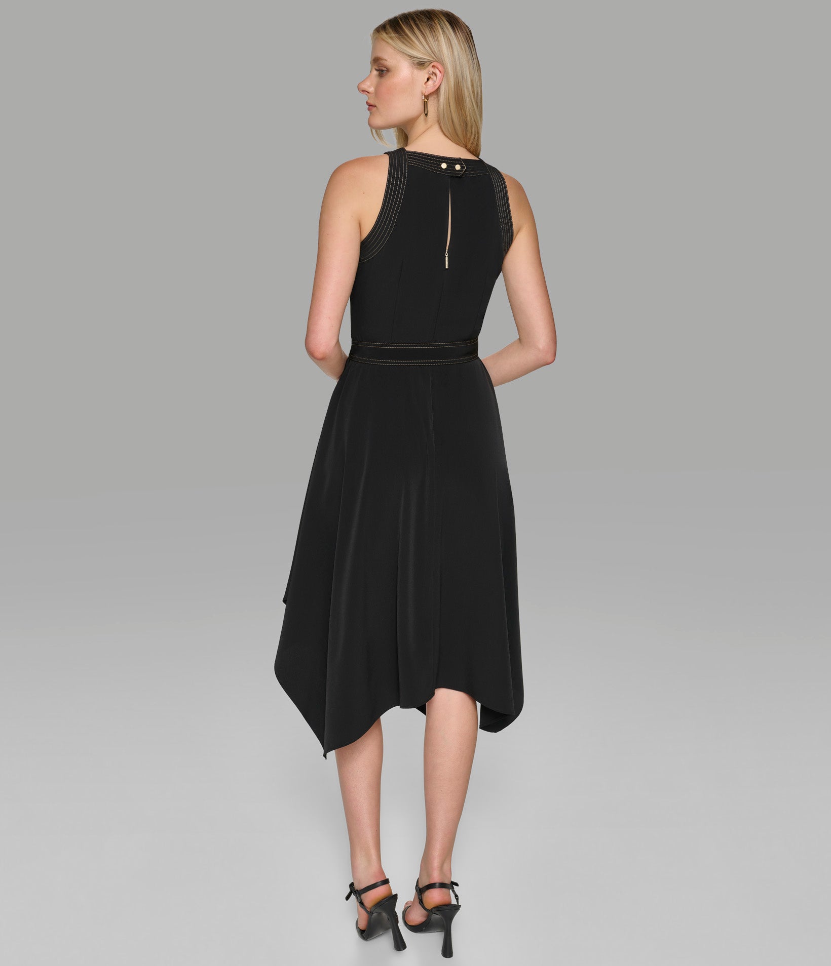 KARL LAGERFELD PARIS Crystal Embellished Asymmetric Satin Dress main image 0