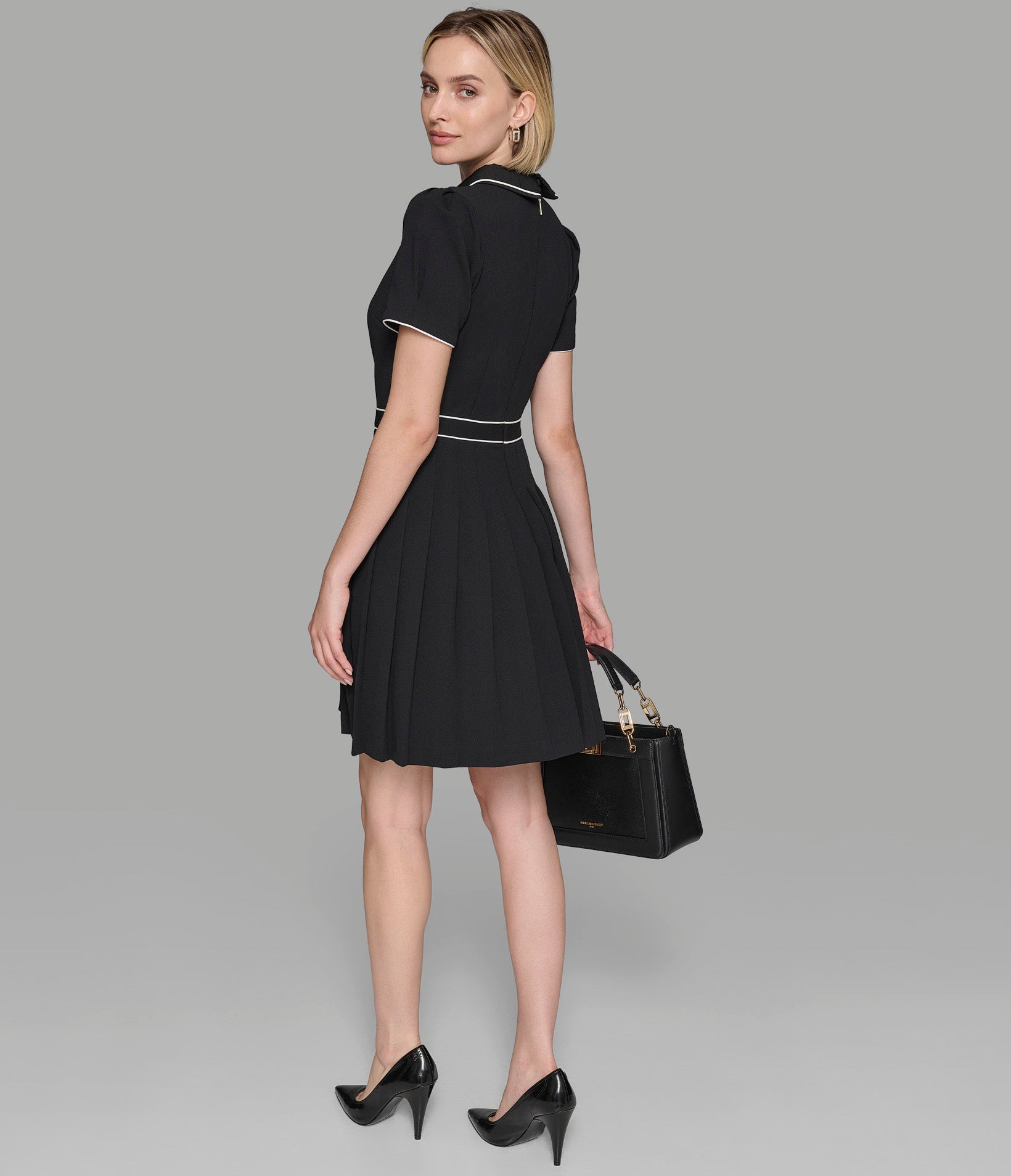 SHORT SLEEVE COLLAR A LINE DRESS VIEW 7 | Women's Clothing Sale