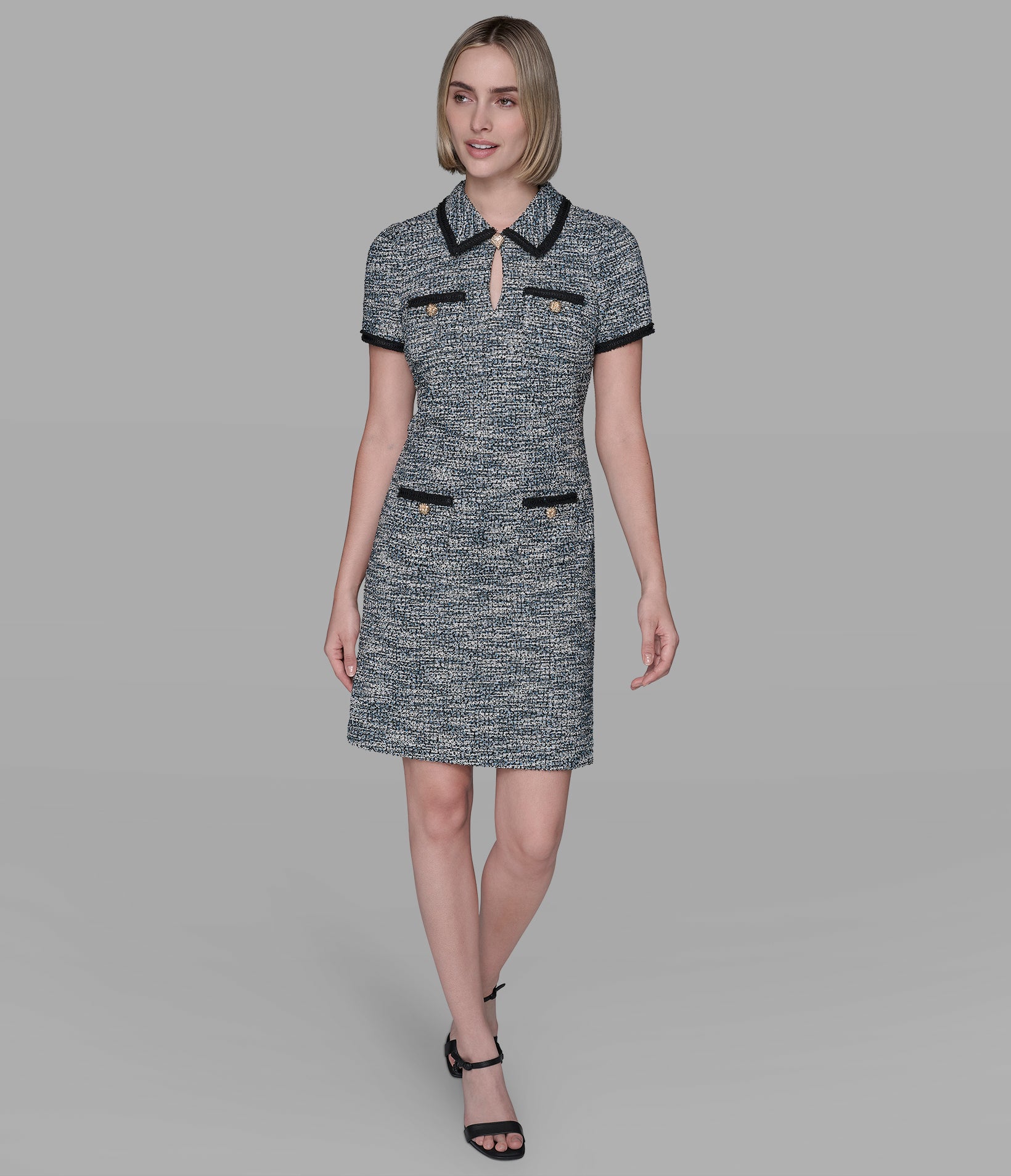TWEED KNIT SHIRT DRESS View 1 | Women's Clothing Sale