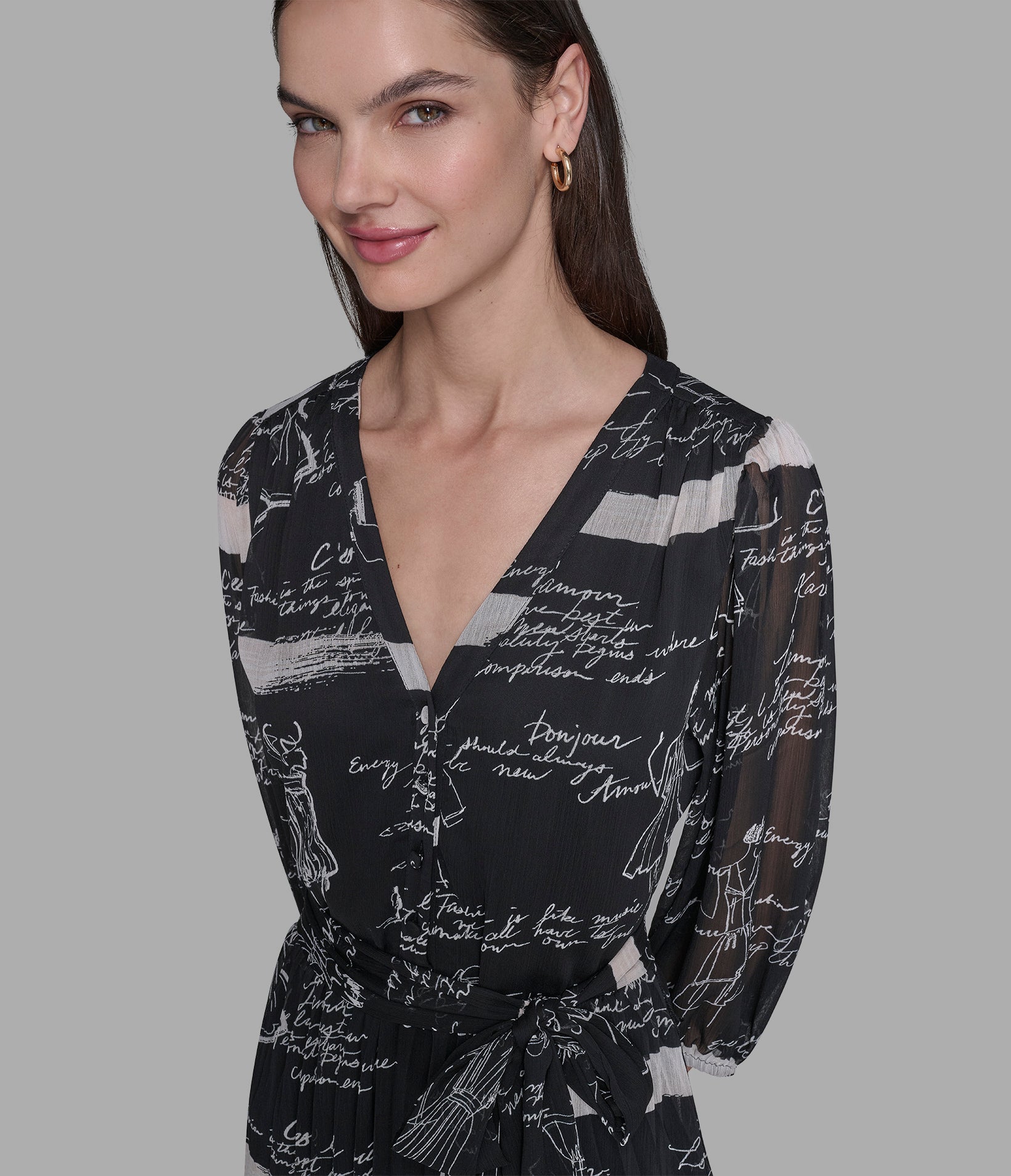 PRINTED PLEATED MIDI WRAP DRESS VIEW 5
