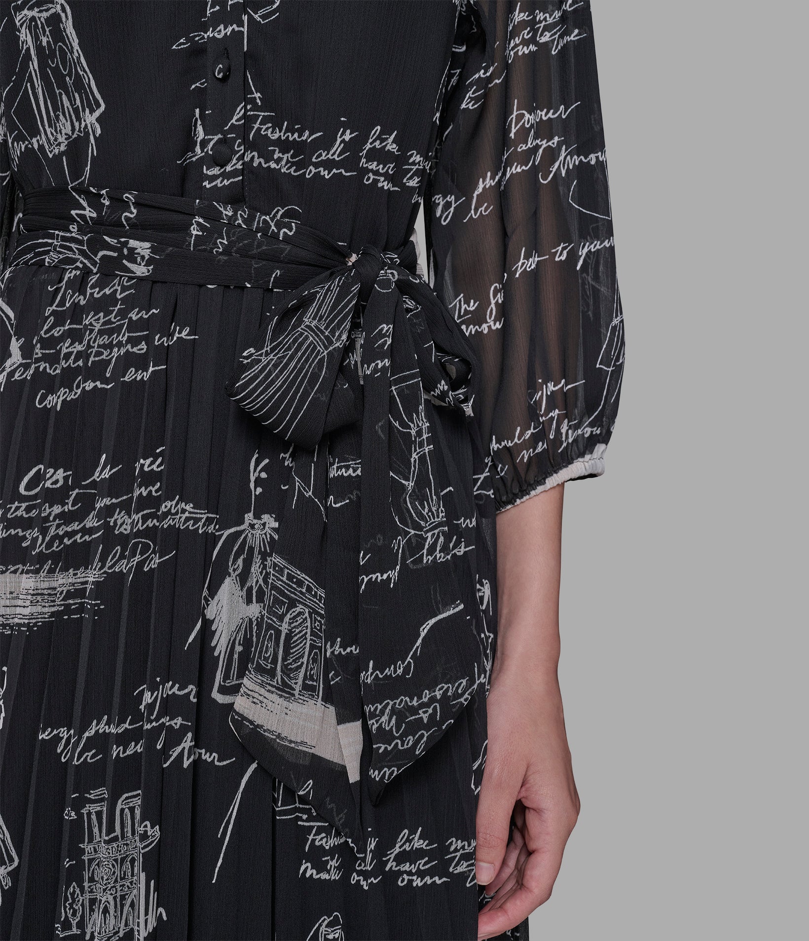 PRINTED PLEATED MIDI WRAP DRESS VIEW 6