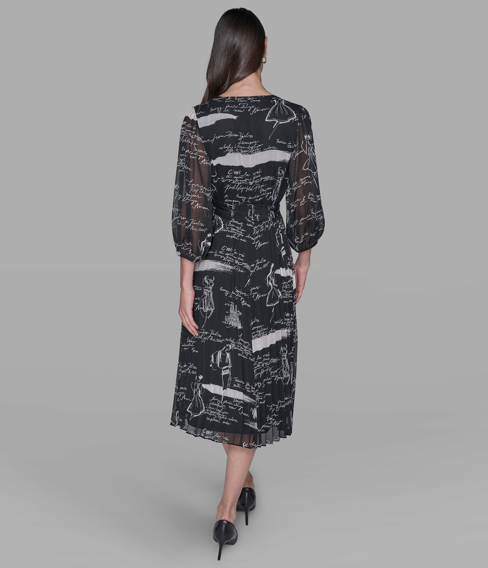 PRINTED PLEATED MIDI WRAP DRESS VIEW 2