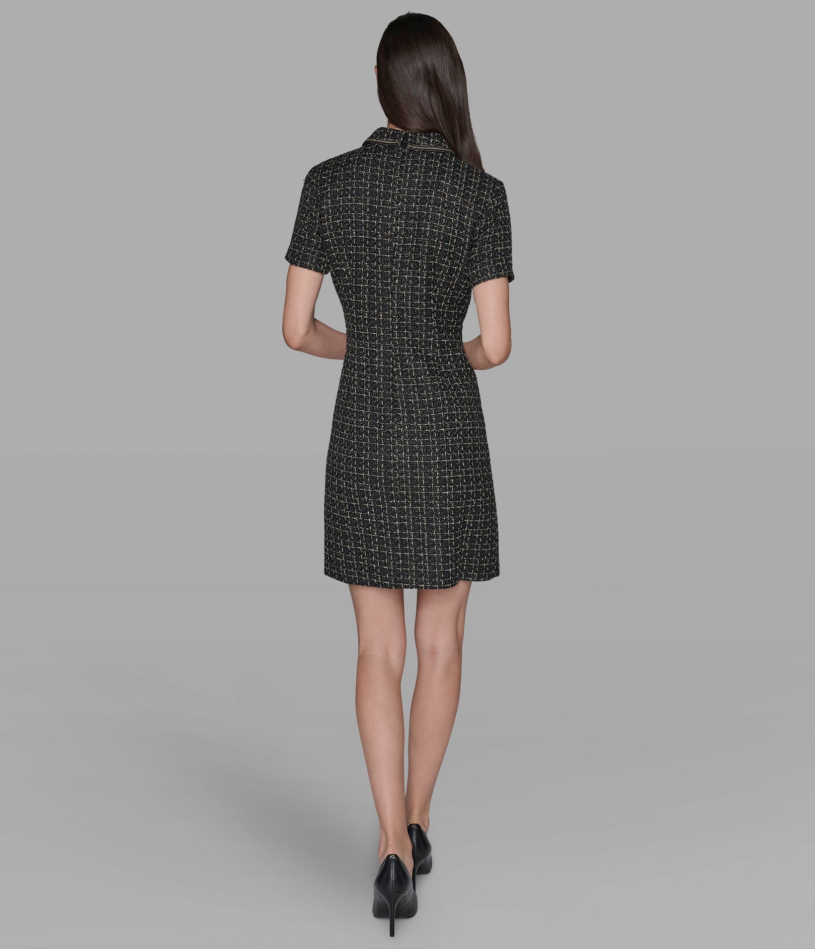 METALLIC TWEED MINI POLO DRESS VIEW 2