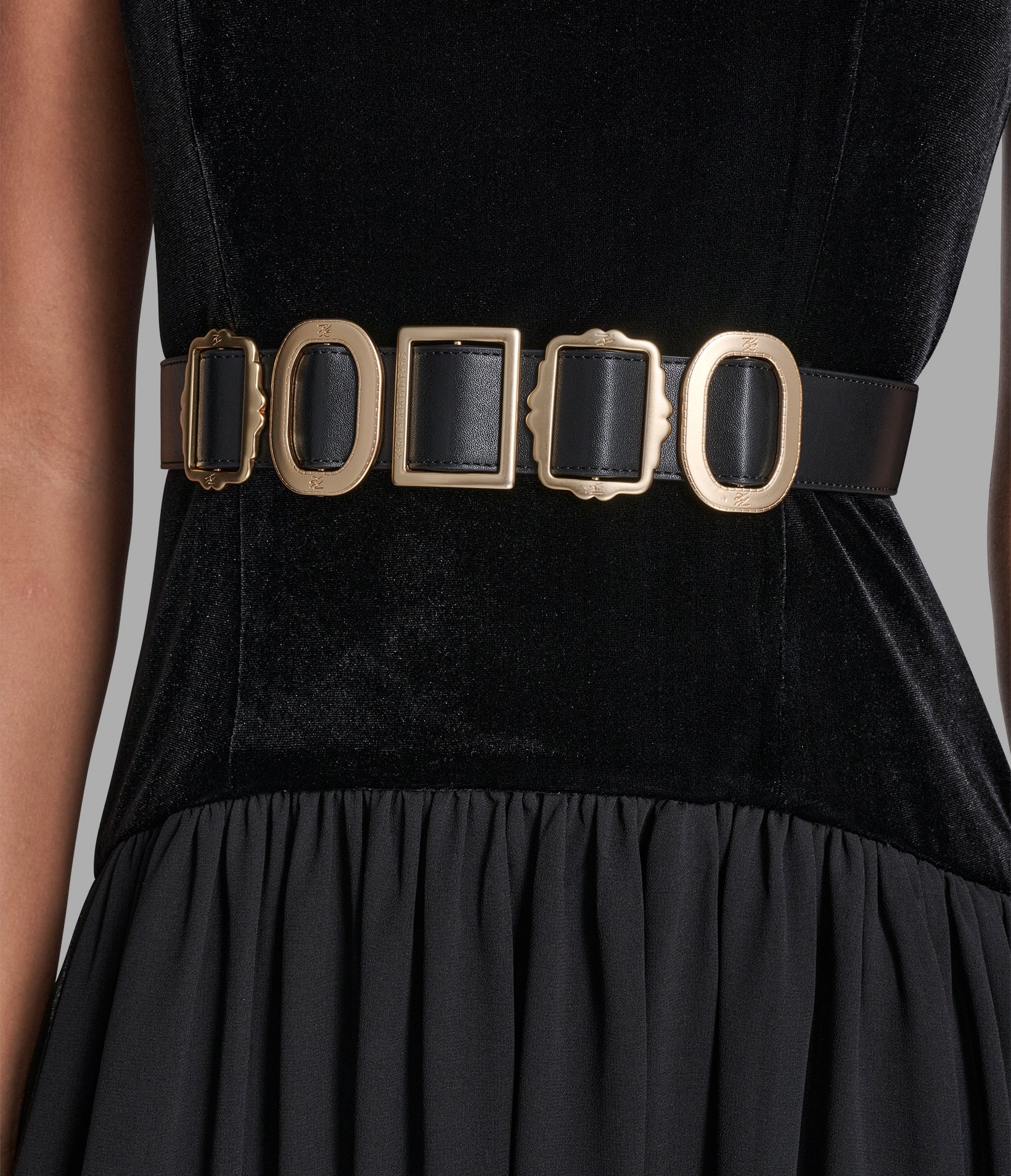 VELVET AND CHIFFON BELTED MIDI DRESS VIEW 5 | Women's Sale