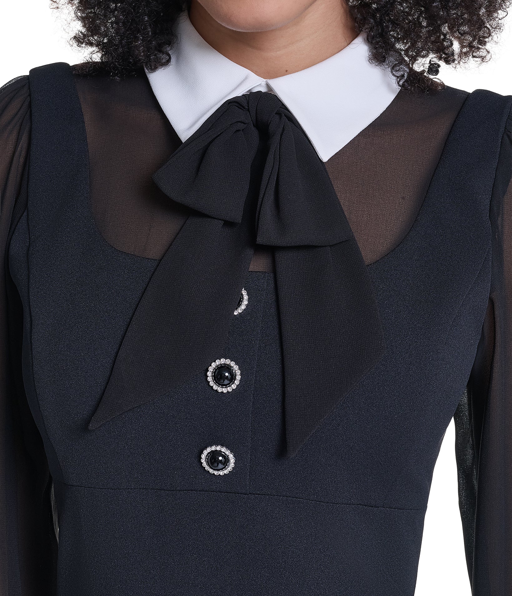 SHEER SLEEVE CONTRAST COLLAR SHEATH VIEW 6