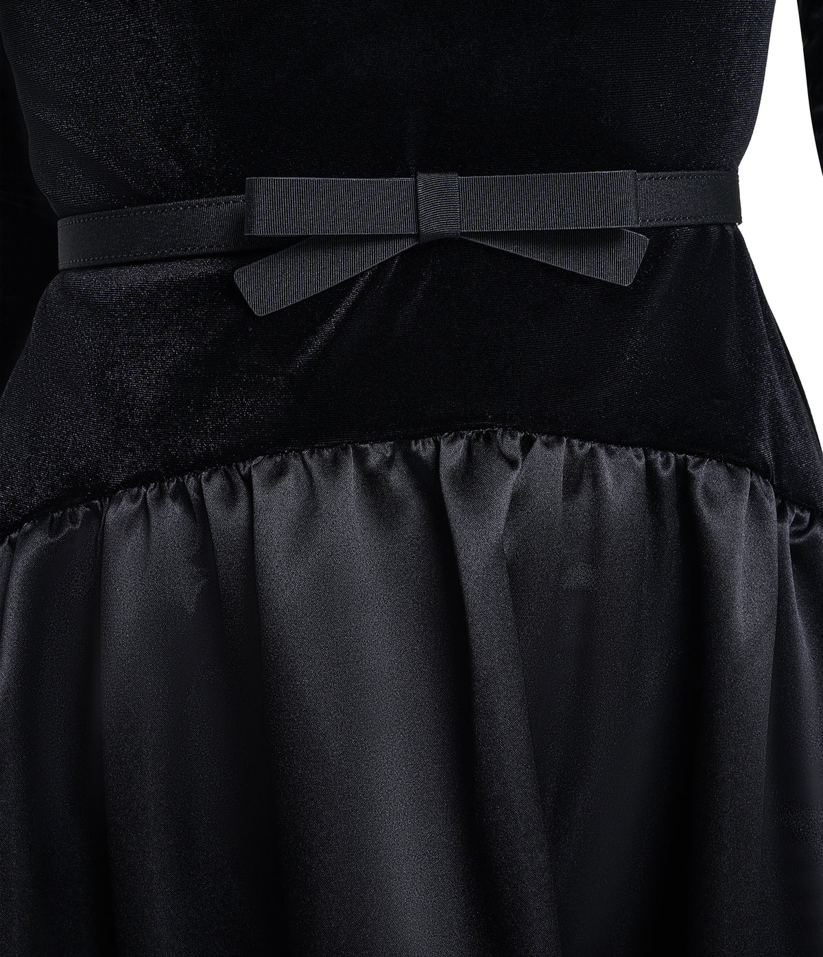 DROPWAIST SATIN STRETCH VELVET MIDI DRESS VIEW 6