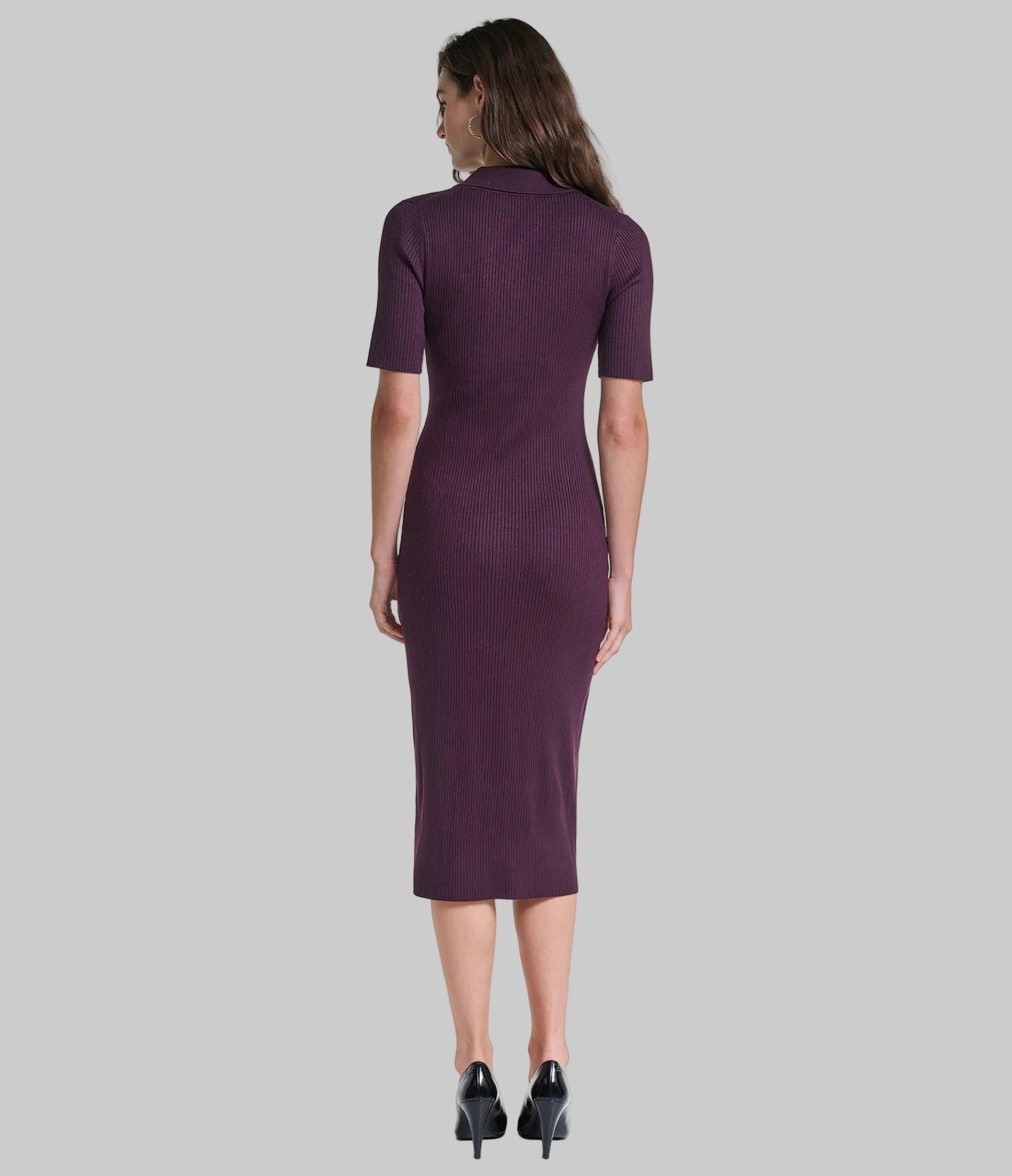 SHORT SLEEVE MIDI SWEATER DRESS VIEW 2