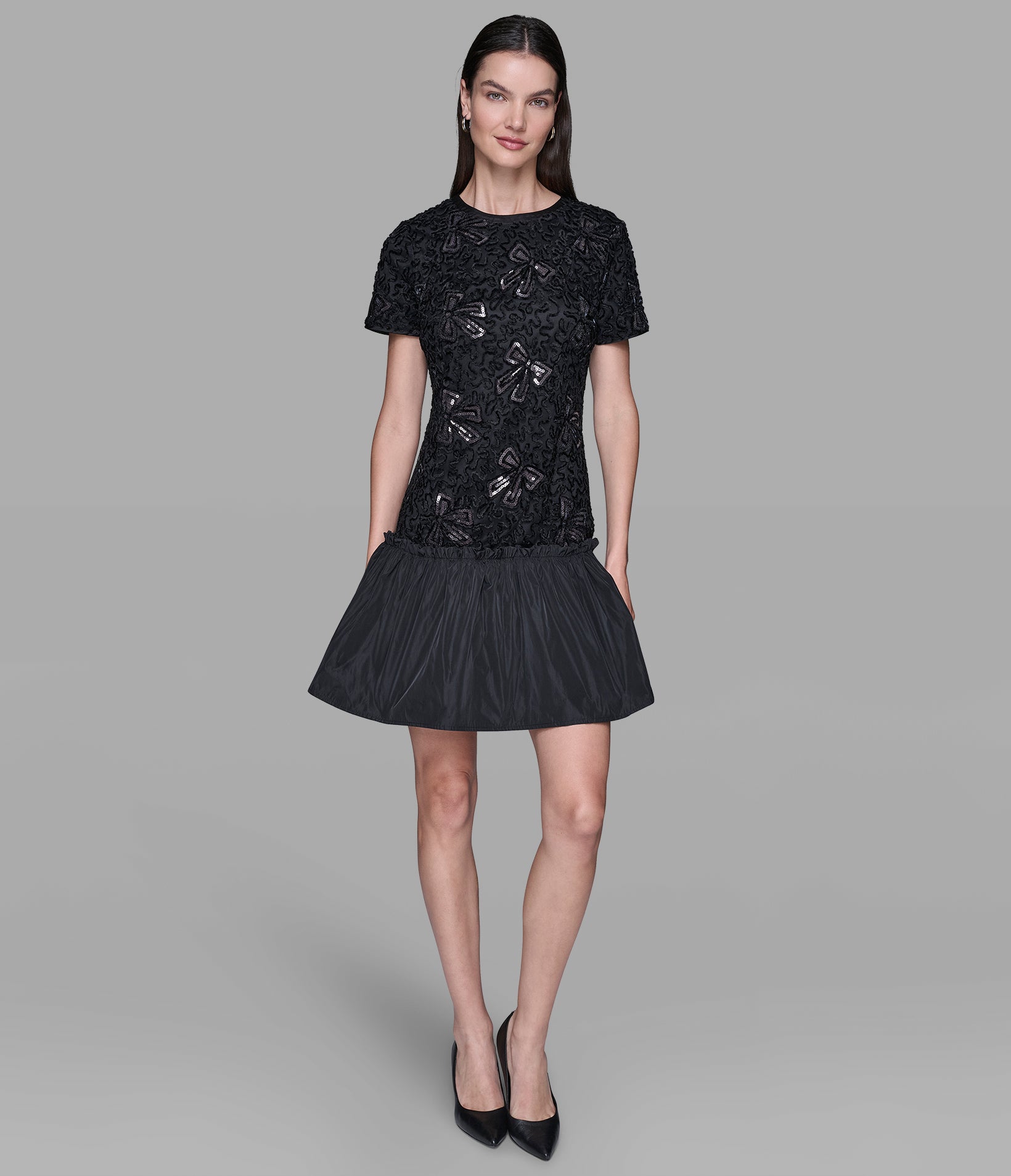 SHORT SLEEVE SEQUIN DROPWAIST DRESS VIEW 4 | Women's Sale