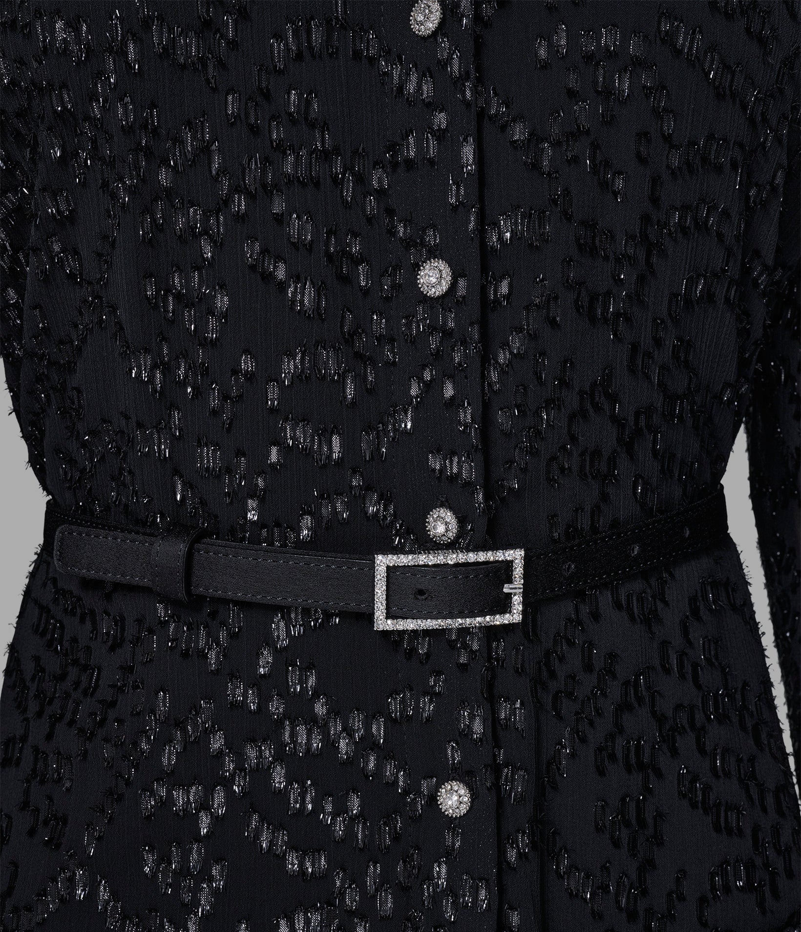 LUREX CHIFFON MIDI DRESS WITH RHINESTONE BELT VIEW 5 | Women's Clothing