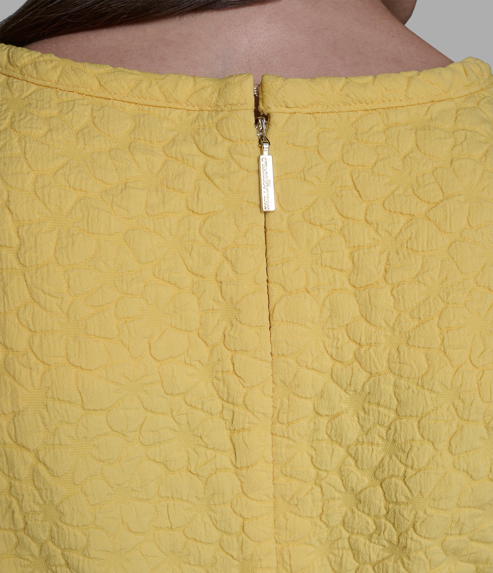 FLORAL JACQUARD A-LINE DRESS WITH FLOWER BELT VIEW 6 | Women's Clothing