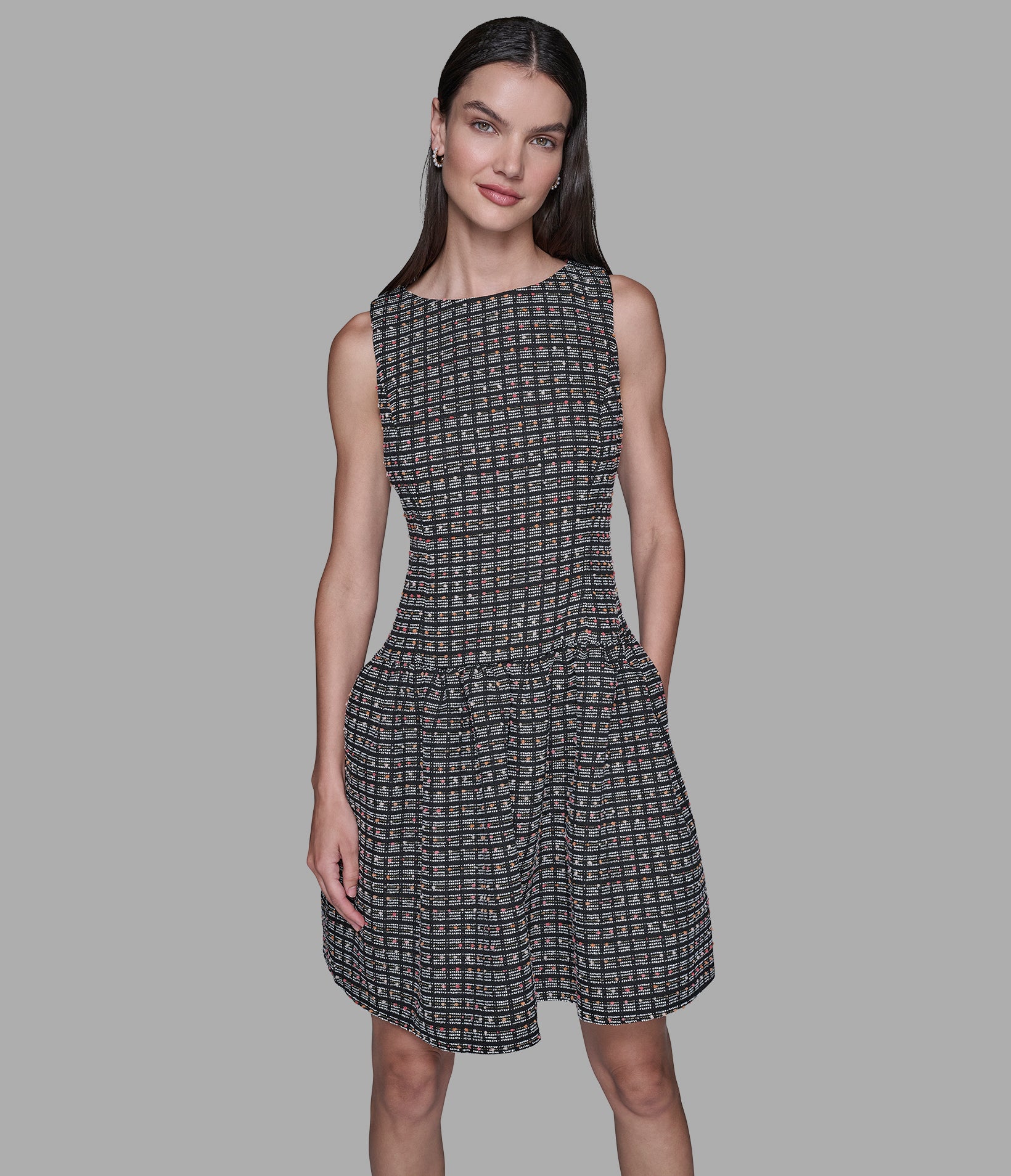 TWEED GRID A-LINE DRESS View 1 | Women's Dresses & Jumpsuits