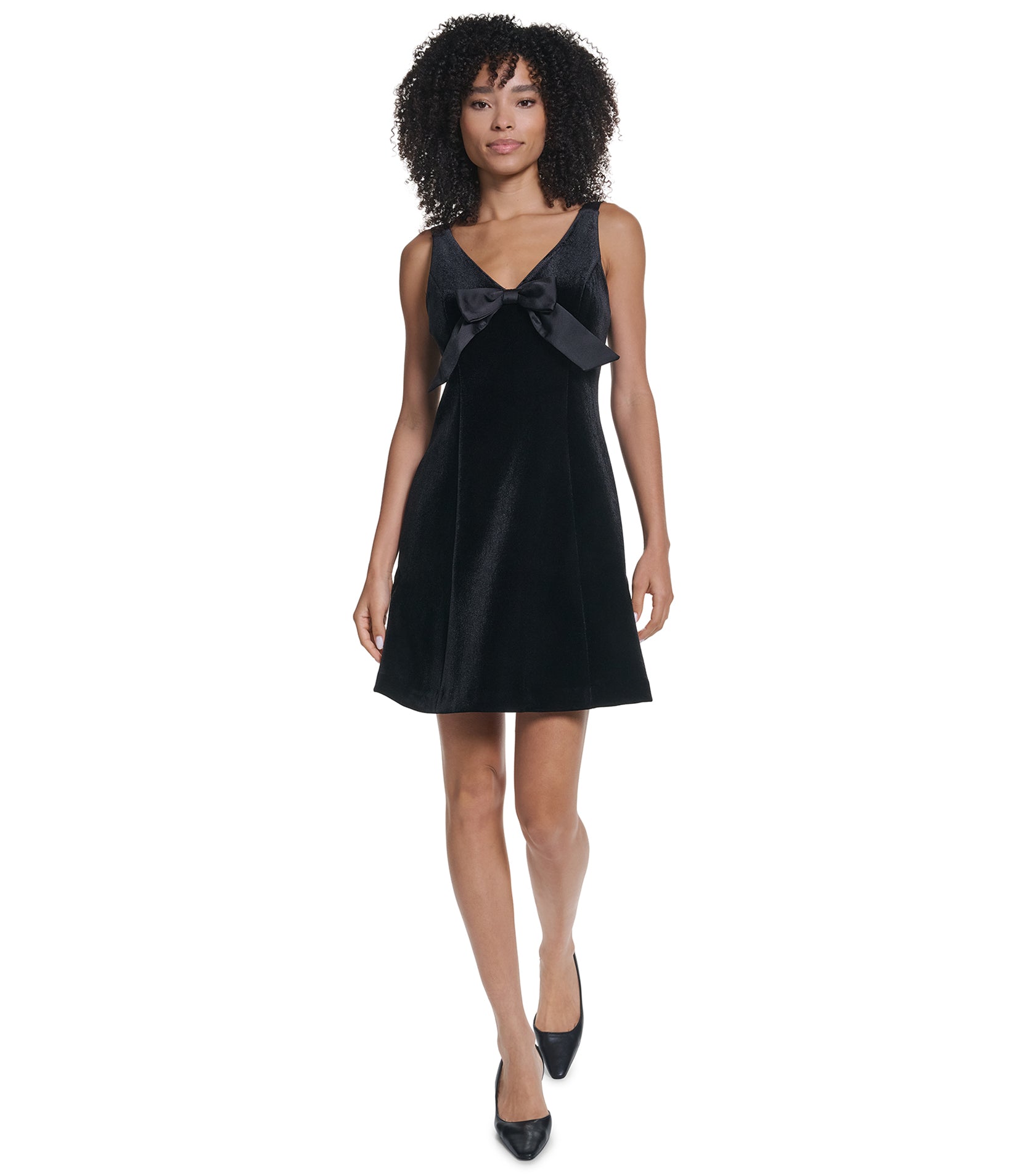 VELVET FIT AND FLARE DRESS VIEW 6