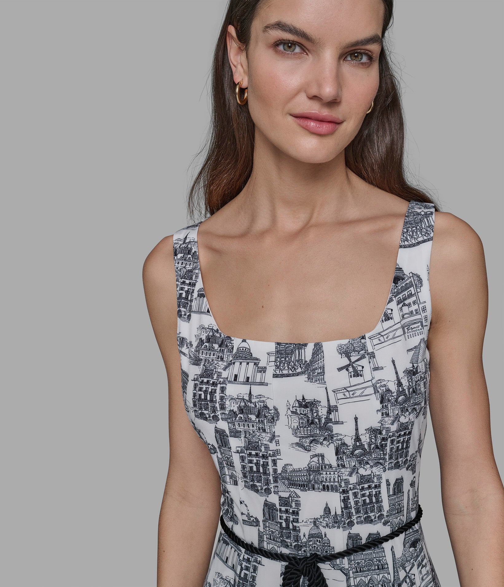SLEEVELESS PRINTED PARIS TOILE MIDI DRESS VIEW 5 | New Women's Clothing