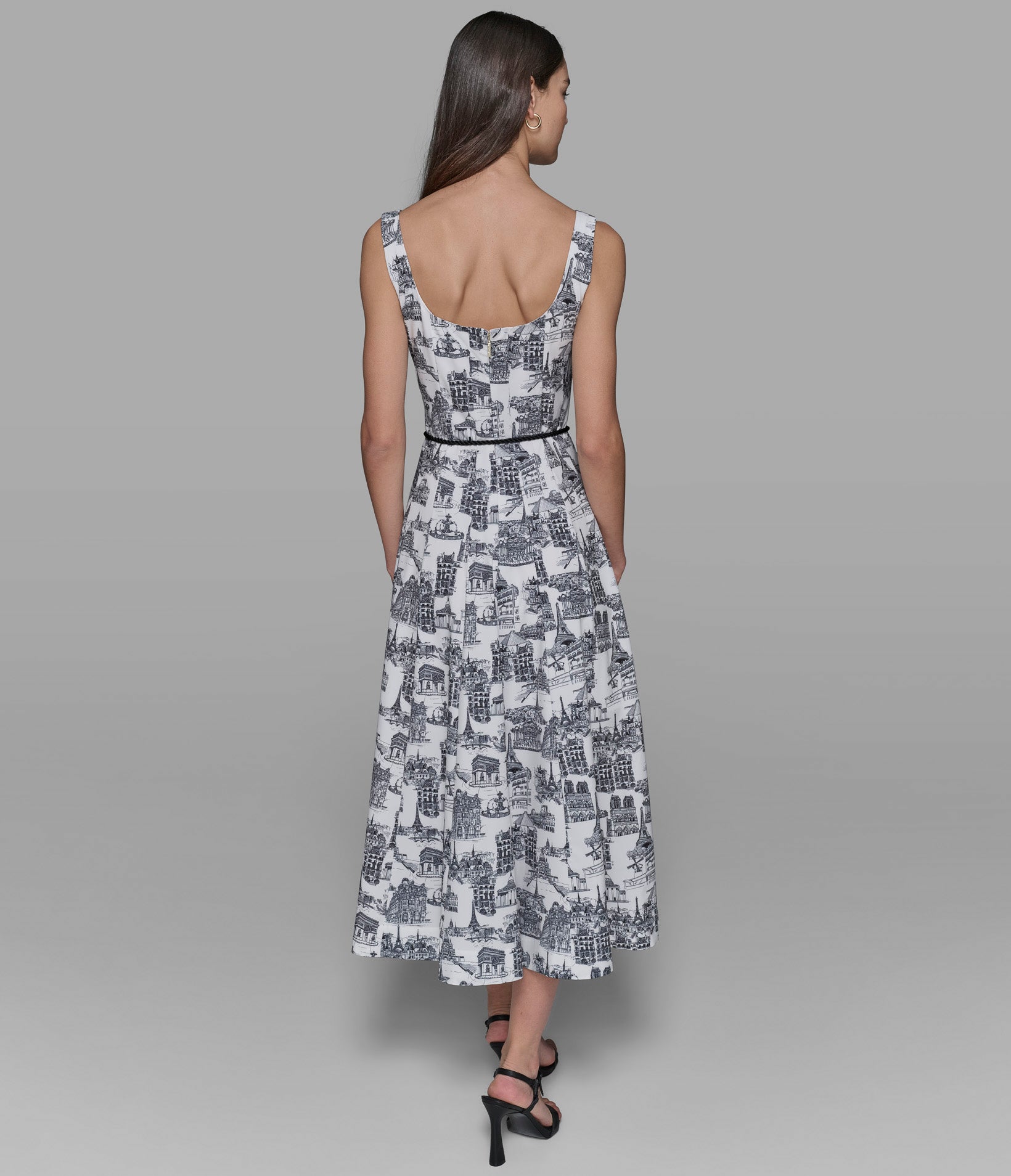 SLEEVELESS PRINTED PARIS TOILE MIDI DRESS View 2 | New Women's Clothing