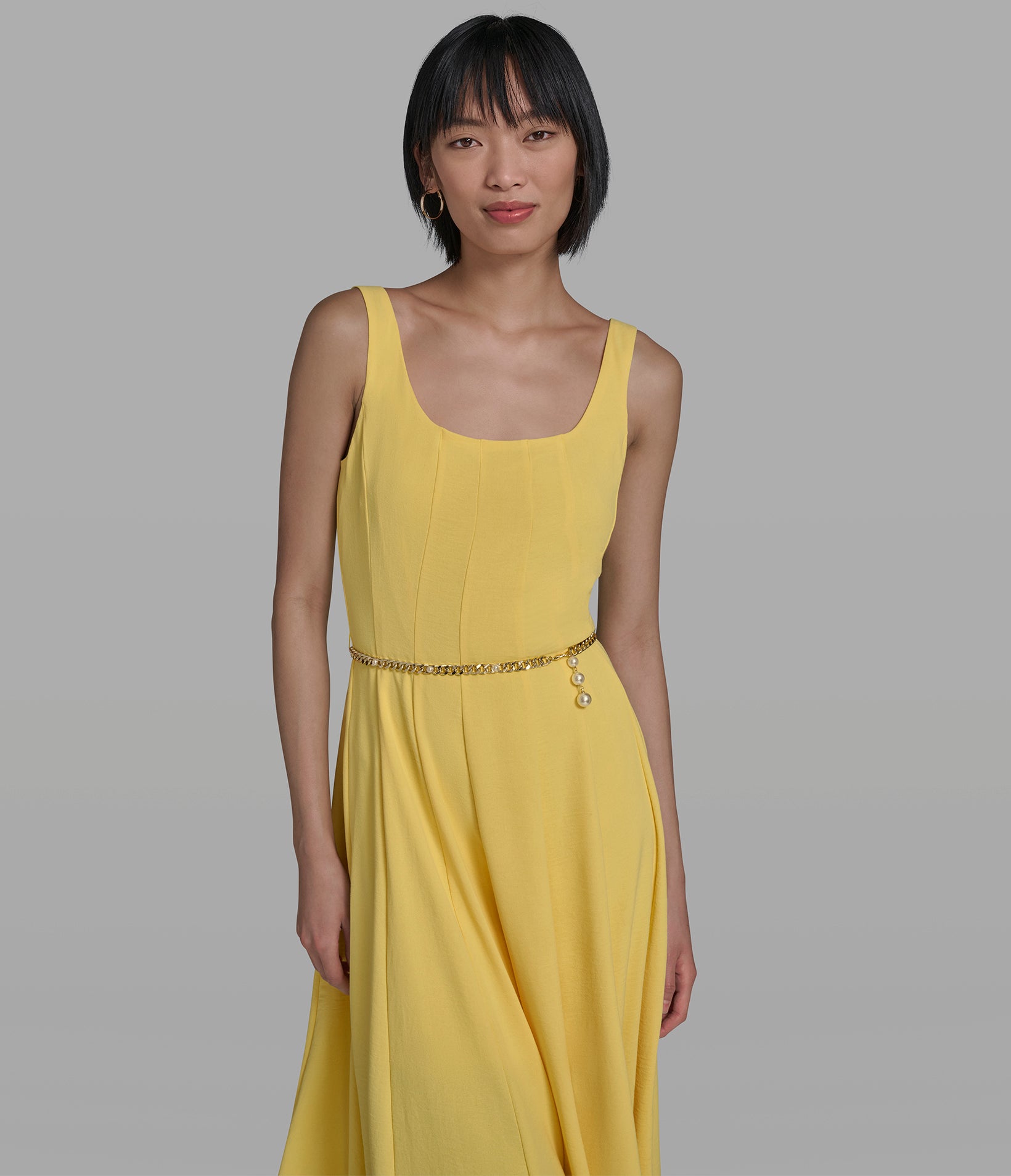 MIDI DRESS WITH CHAIN BELT VIEW 4 | Women's Spring Collection