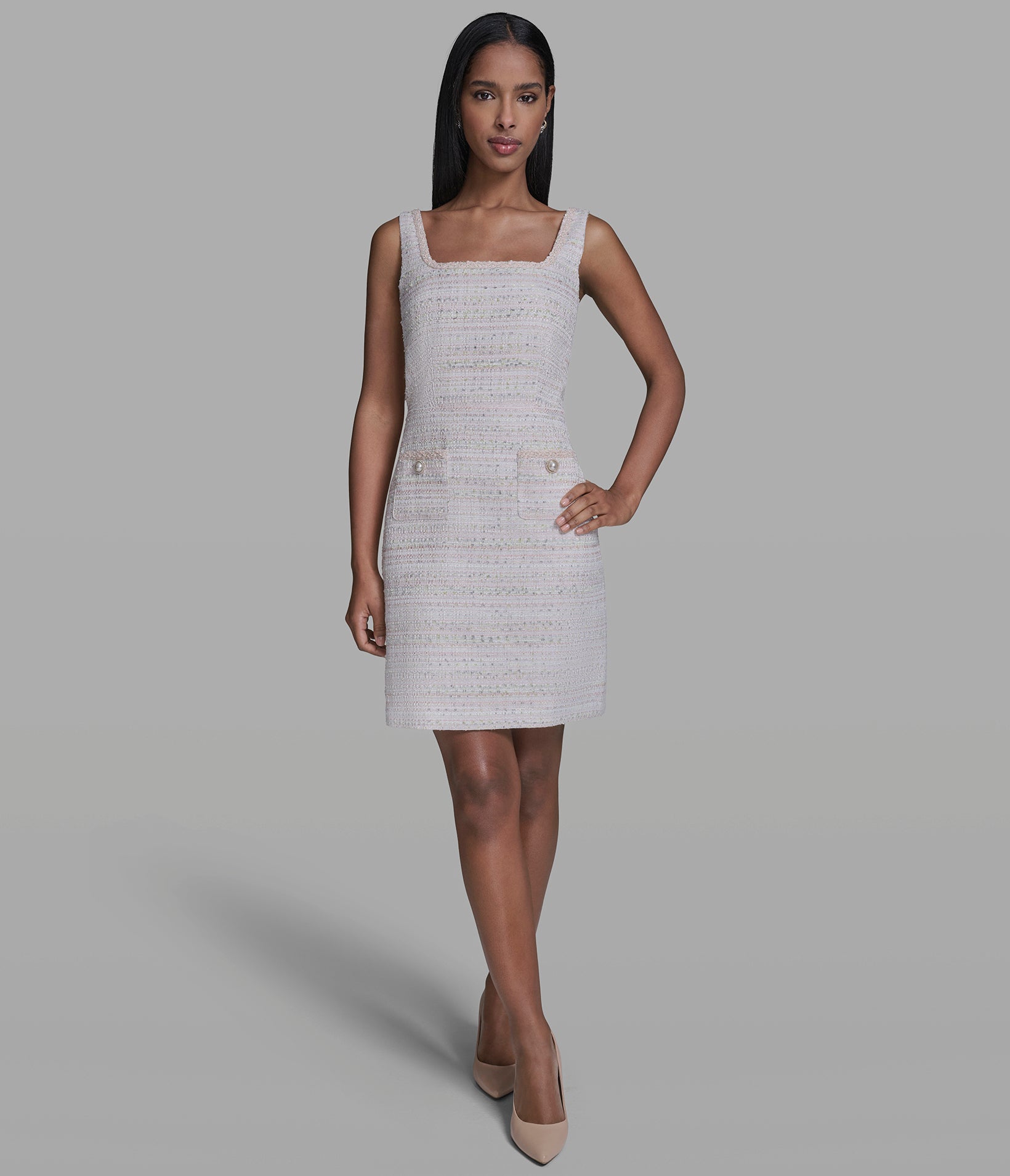 SLEEVELESS TWEED DRESS VIEW 4 | New Arrivals