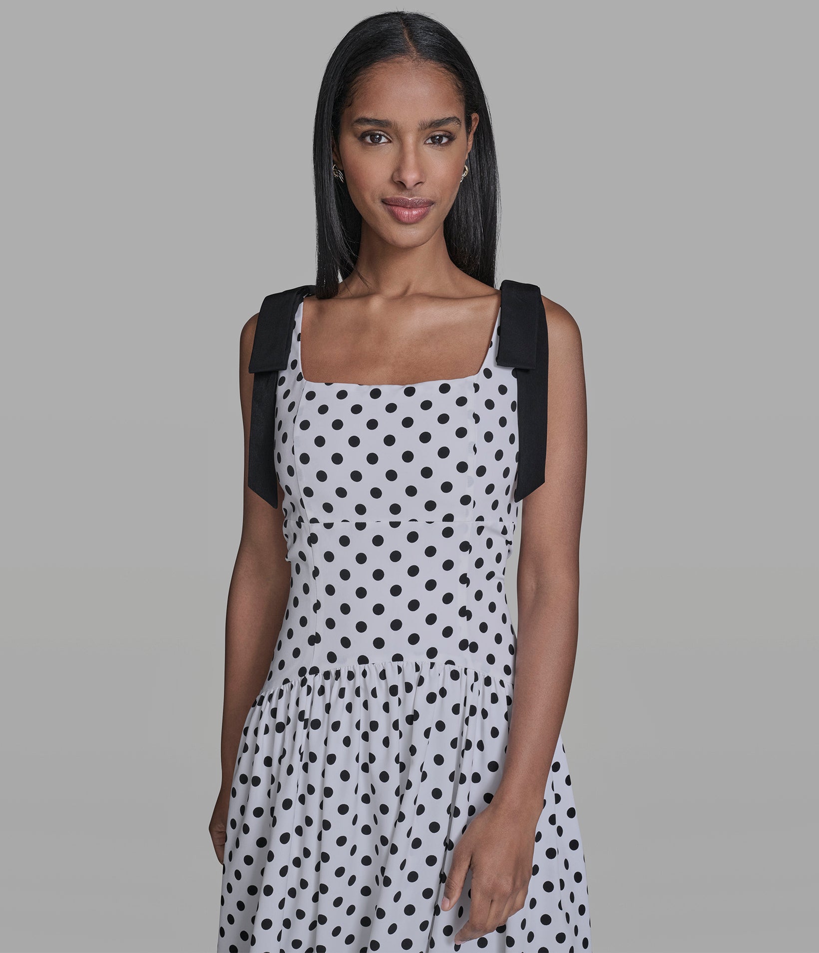Bow Strap Polka Dot Midi Dress | Dresses & Jumpsuits | Karl
