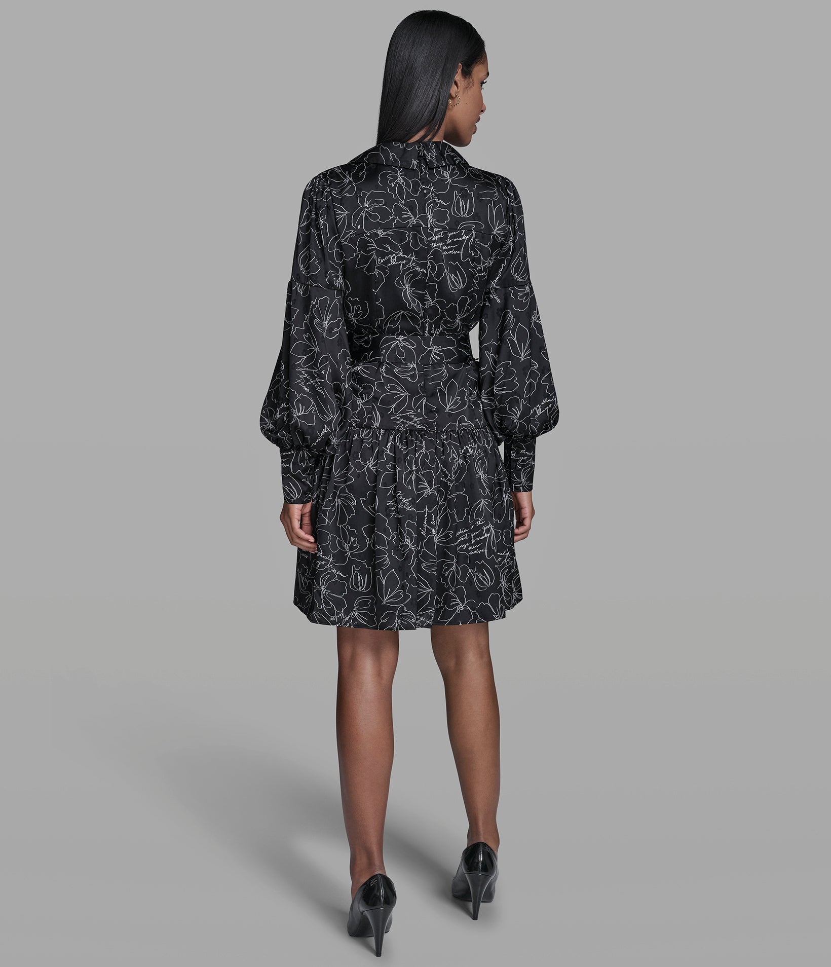 FLORAL OUTLINE SHIRT DRESS View 2 | Women's Clothing