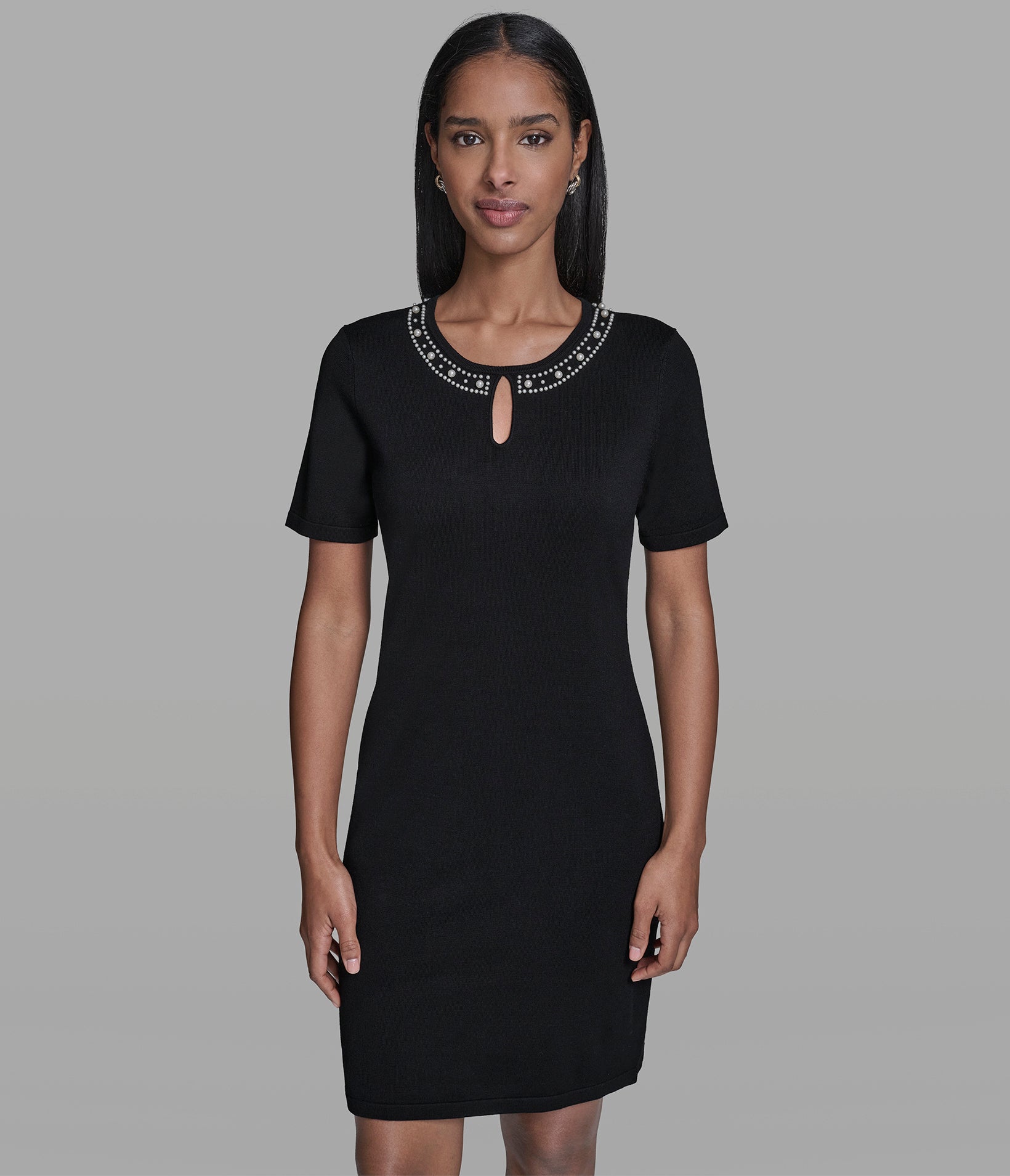 PEARL TRIM SWEATER DRESS View 1 | New Women's Clothing