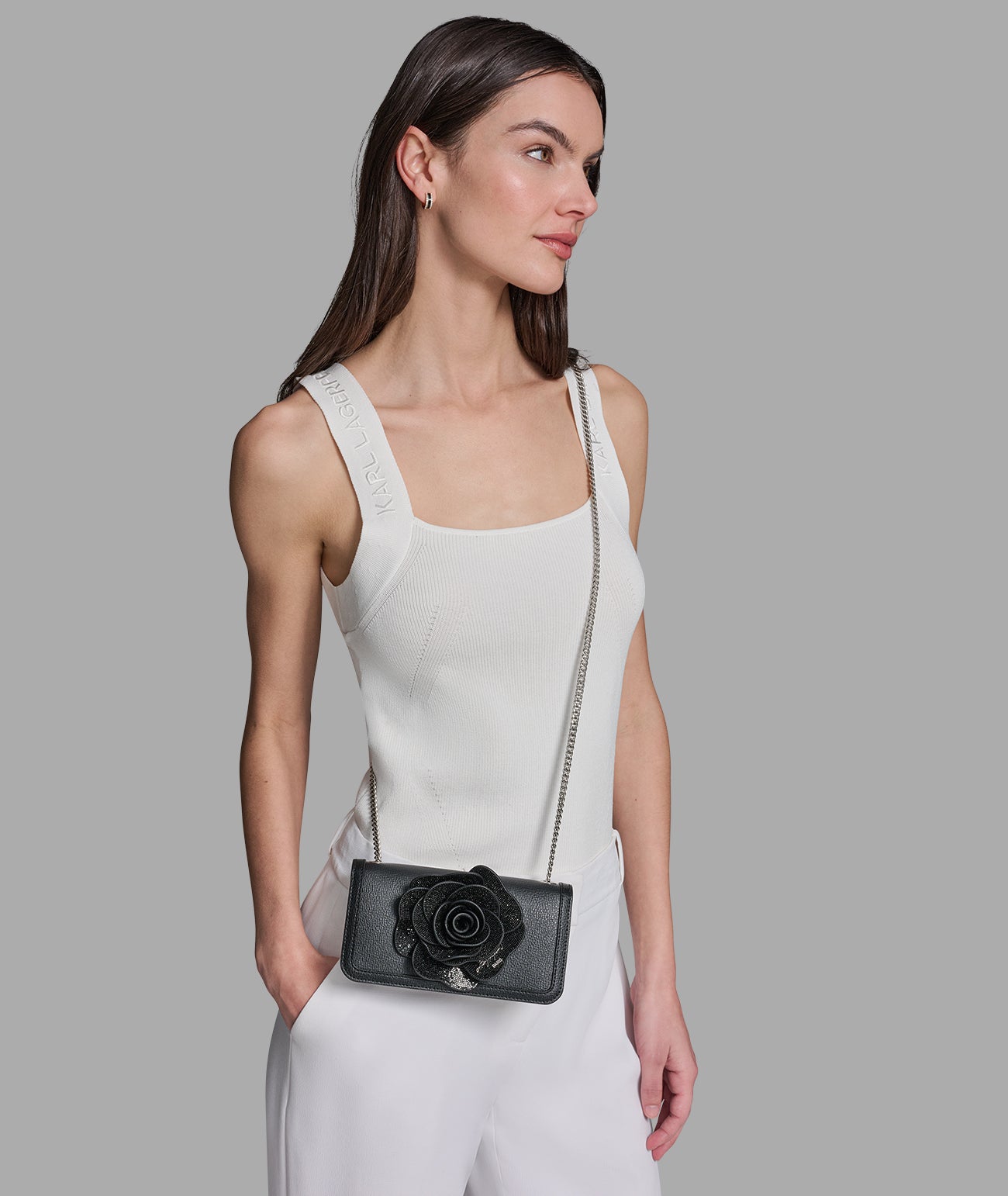 Kosette Shoulder Bag With Flower | Shoulder Bags | Karl Lagerfeld