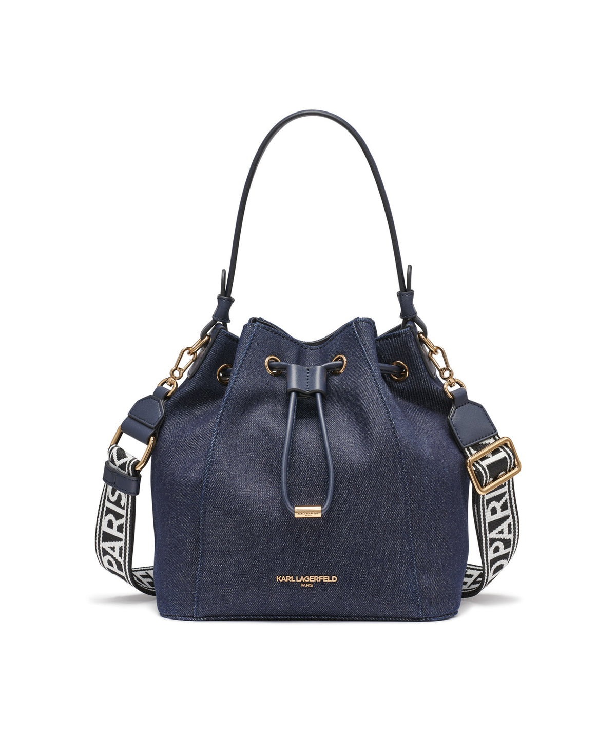 ADELE DENIM PIN BUCKET CROSSBODY VIEW 1