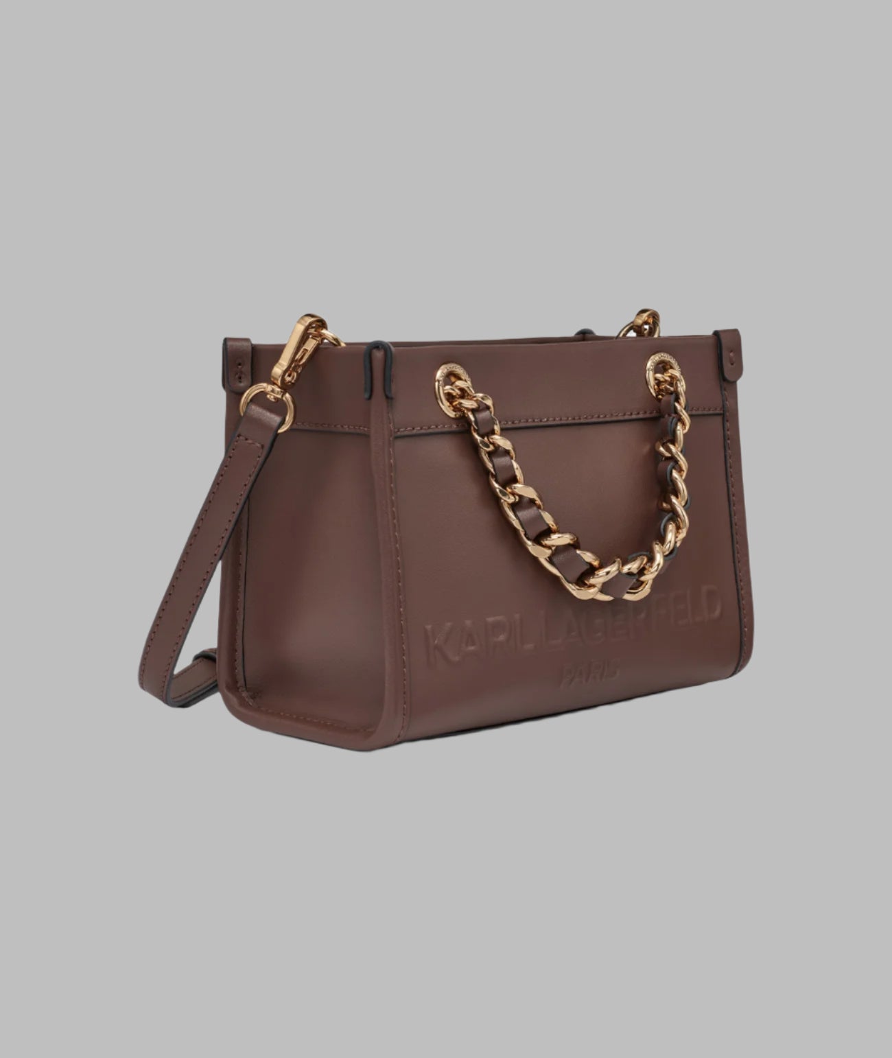 KARL LAGERFELD ブラウンレザー ビジネスバッグ Karl Lagerfeld Maybelle Crossbody Camera Bag Womens Brown Logo