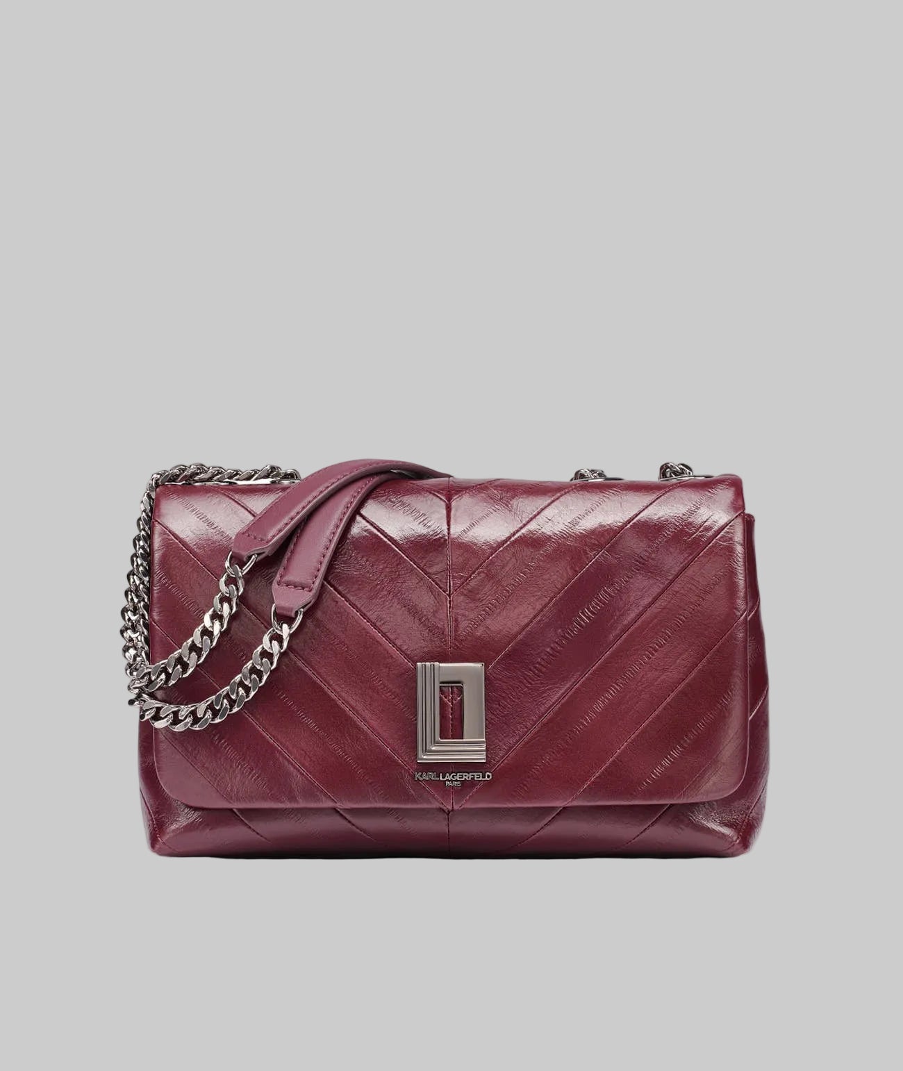 LAFAYETTE CHEVRON EEL SHOULDER PLUM View 1 | Women's Shoulder Bags