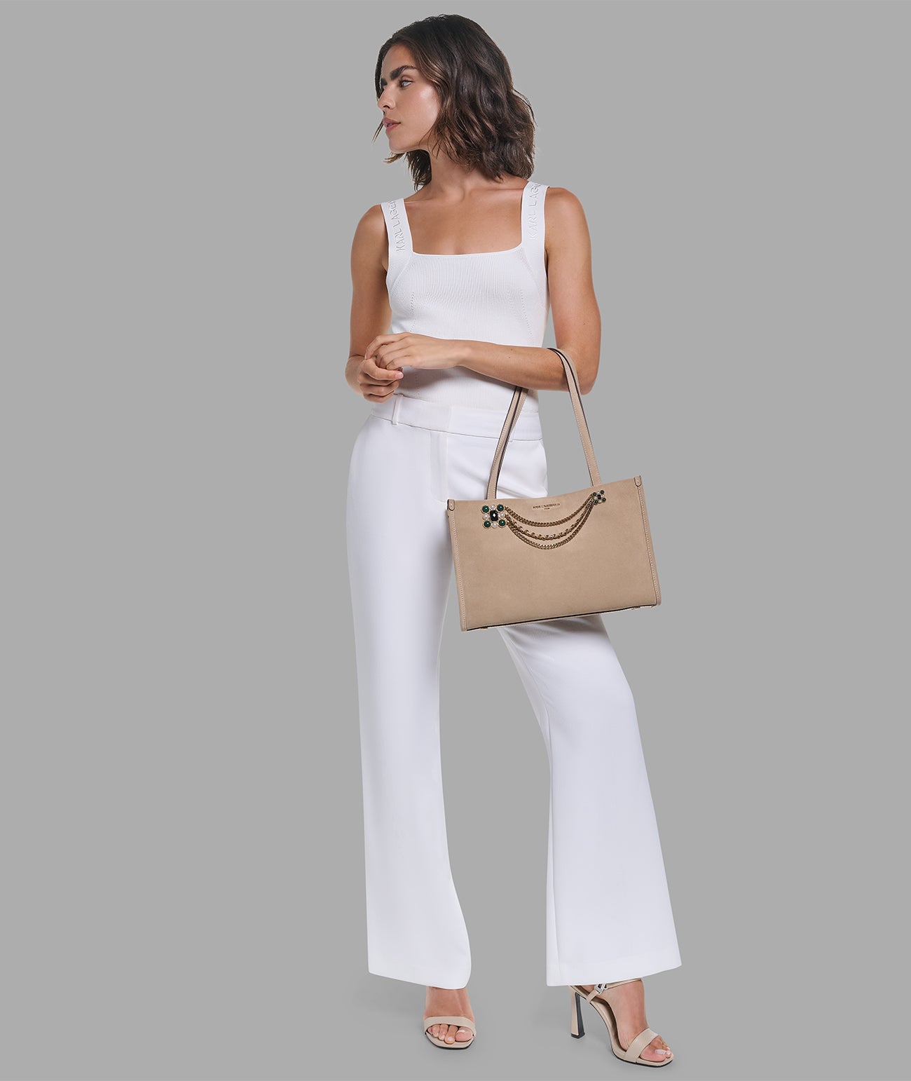 JADE SUEDE SHOPPER WITH BROCHE AND SWAG CHAIN VIEW 7