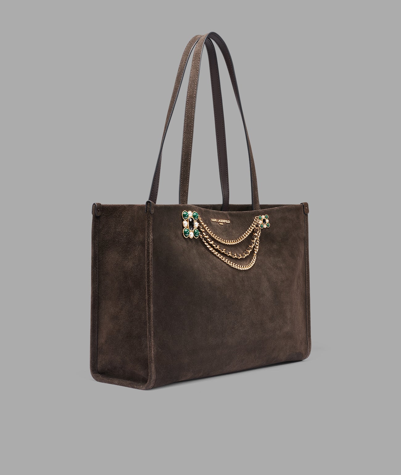 JADE SUEDE TOTE W/ BROCHE+SWAG CHAIN VIEW 2