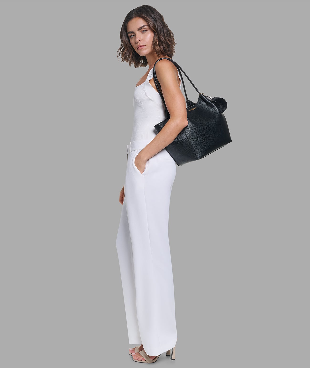 CROIX TOTE WITH KARL POM VIEW 6 | Dress and Handbag Essentials