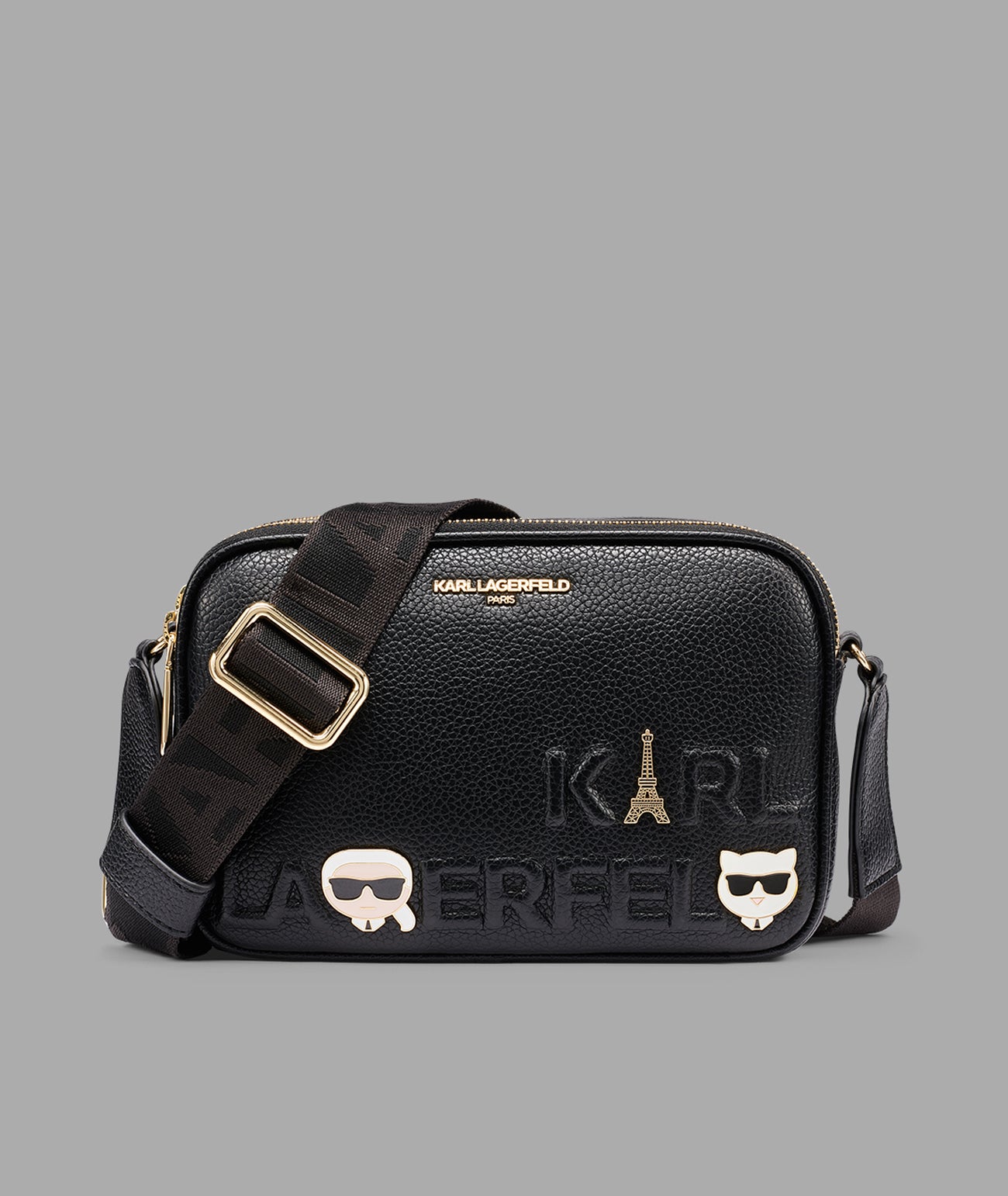 MAYBELLE CROSSBODY DEBOSS LOGO BLACK VIEW 1