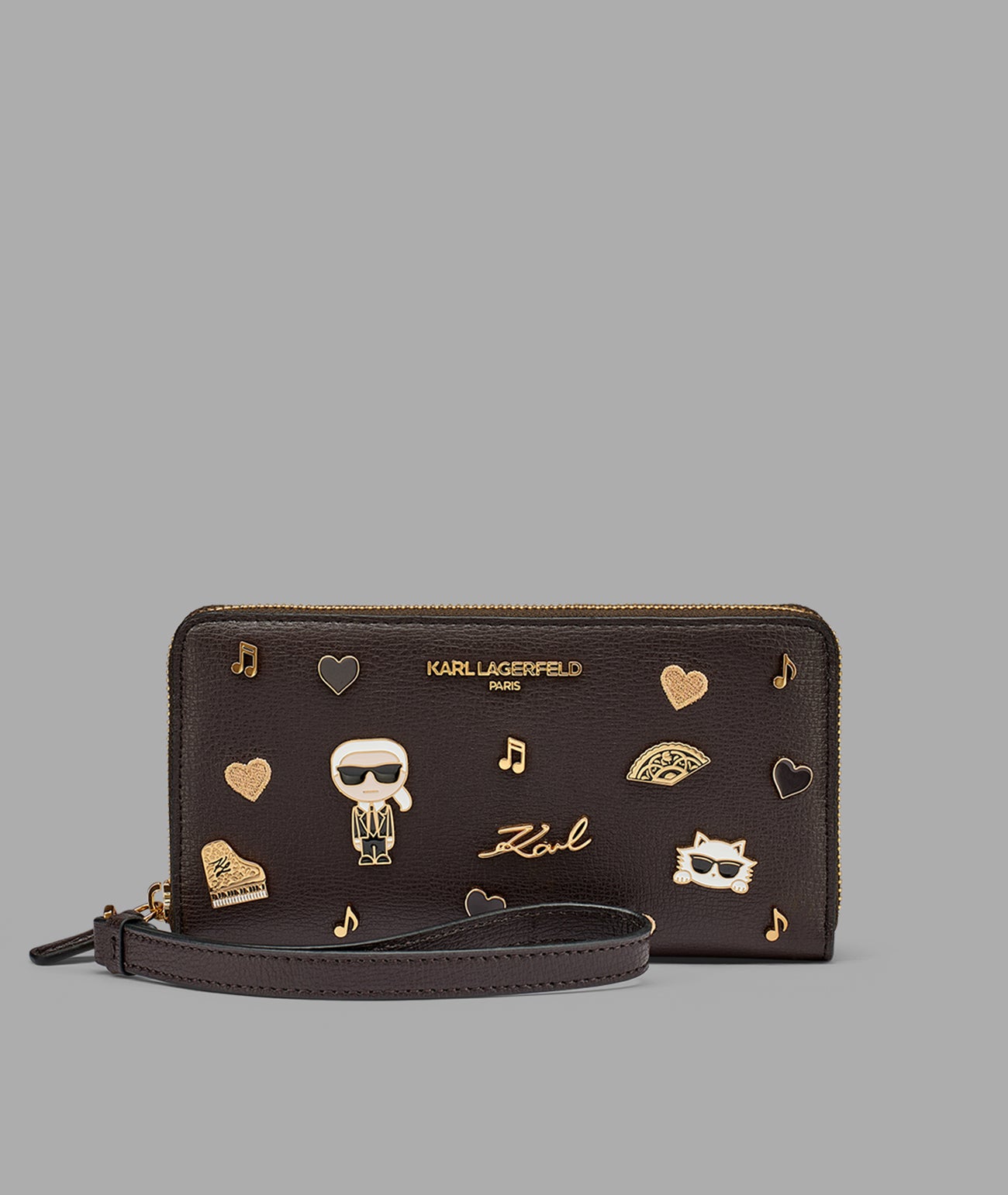 WALLET LARGE ZIP WITH CATE PINS VIEW 1
