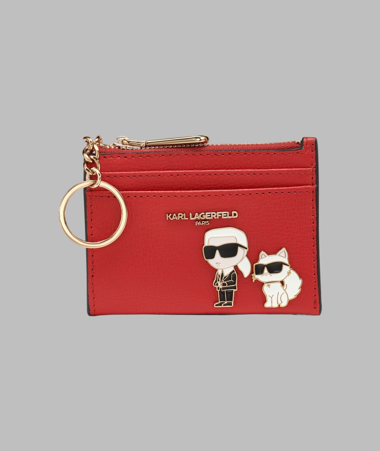 Leather Karl Et Choupette Pin Card Case | Karl Lagerfeld Paris