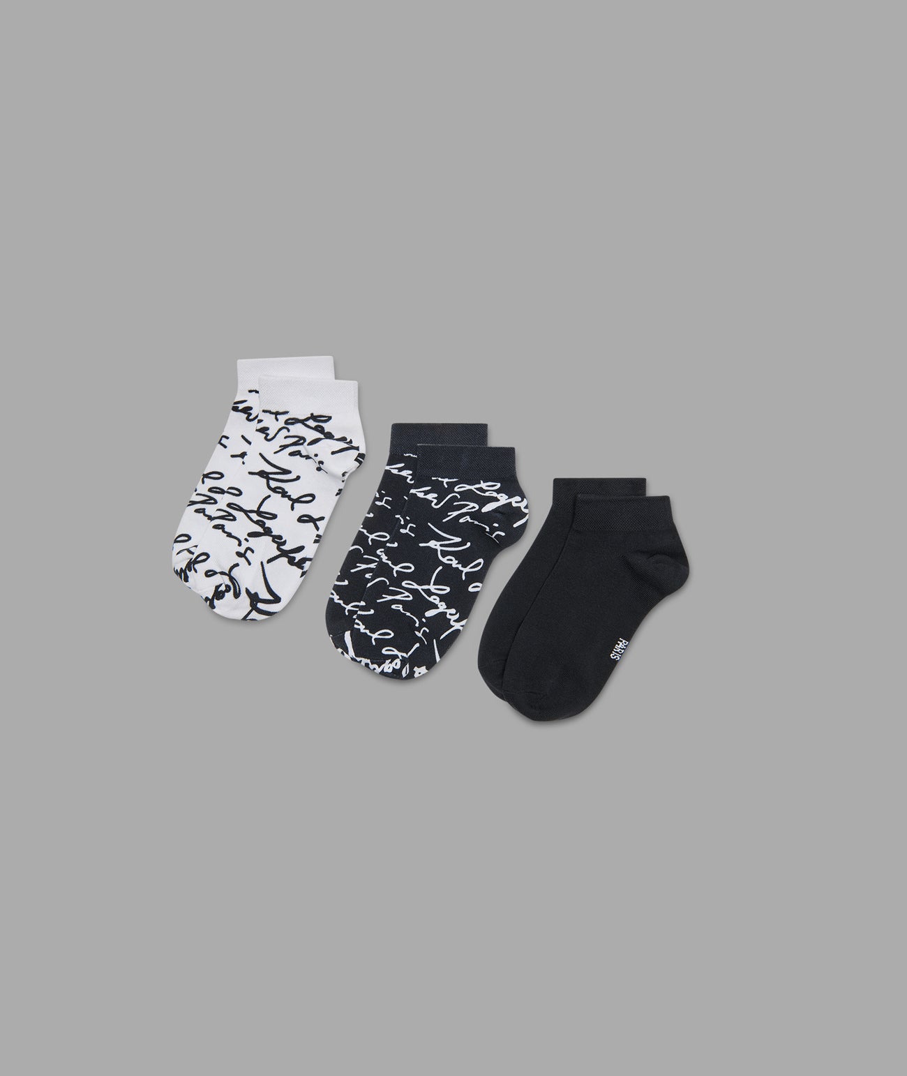 KARL SCRIPT ANKLE SOCKS 3-PACK View 2 | Women's Accessories