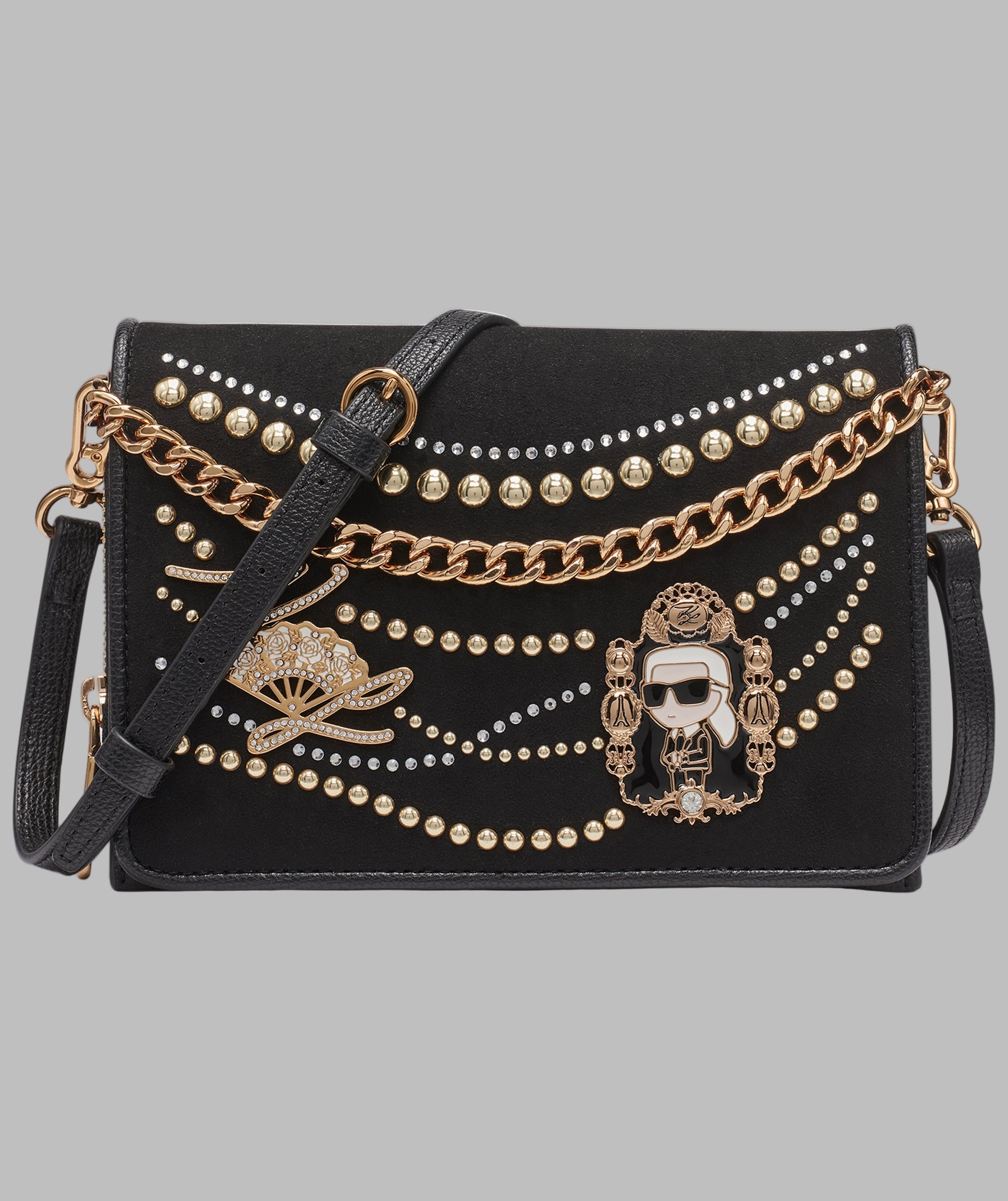 Lourdes Suede Flap Crossbody | Crossbodies & Satchels | Karl