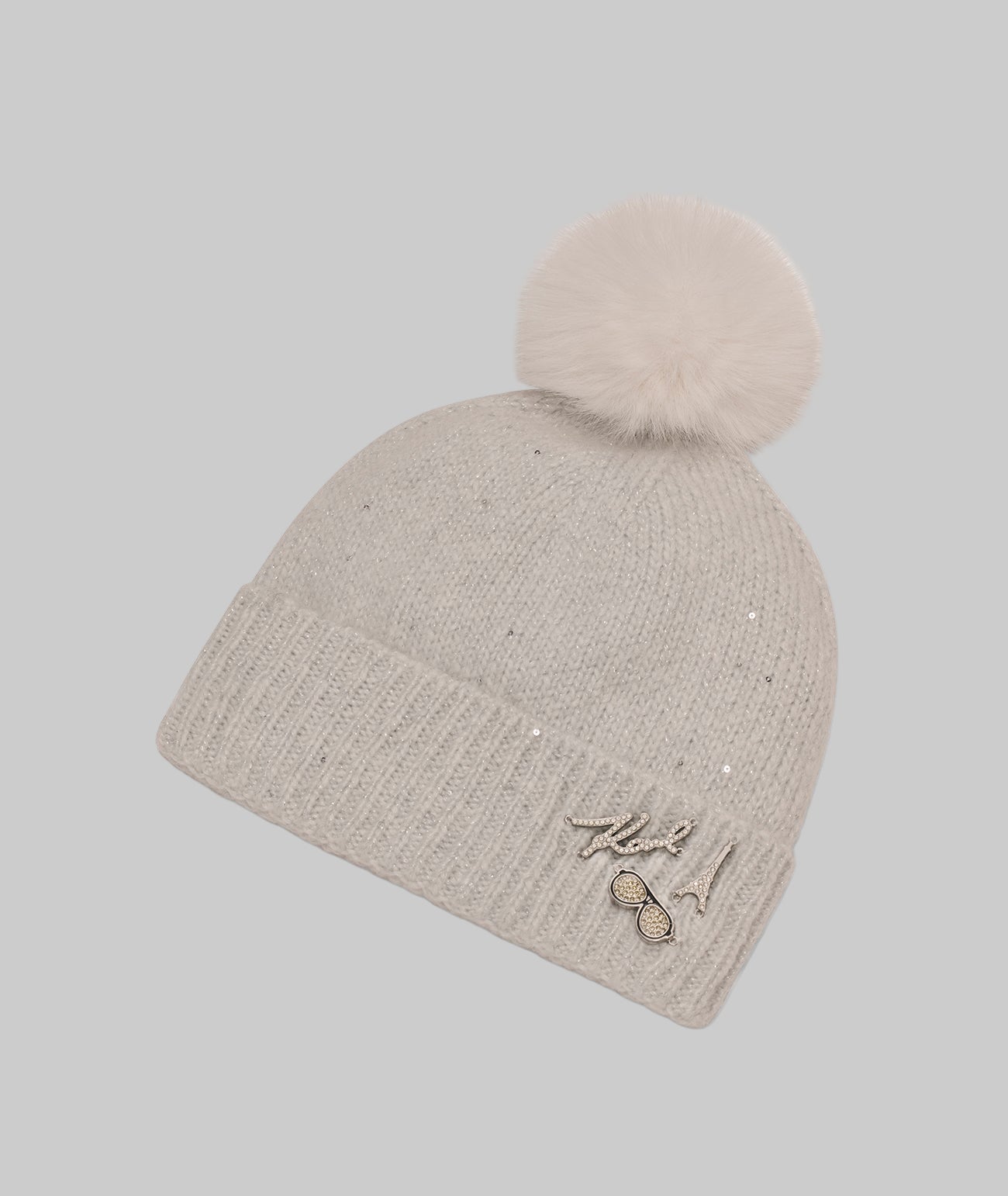 Sequin Faux Fur Pom Hat | Karl Lagerfeld Paris