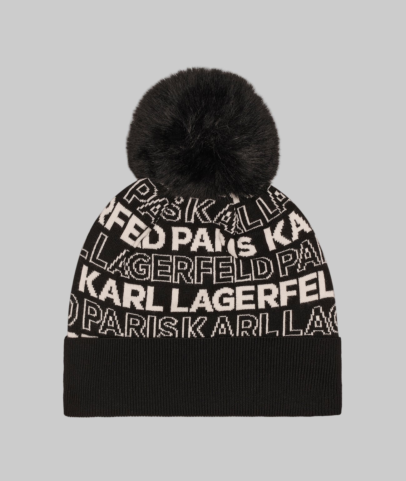 Klp Logo Stud Faux Fur Pom Hat | Karl Lagerfeld Paris
