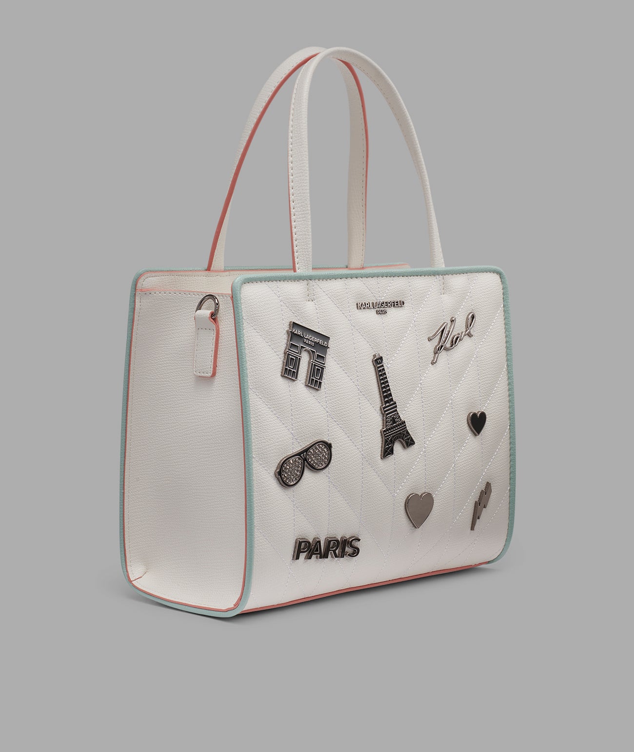 MAYBELLE SATCHEL WITH PINS AND CONTRAST TRIM View 2 | Women's Crossbody Bags