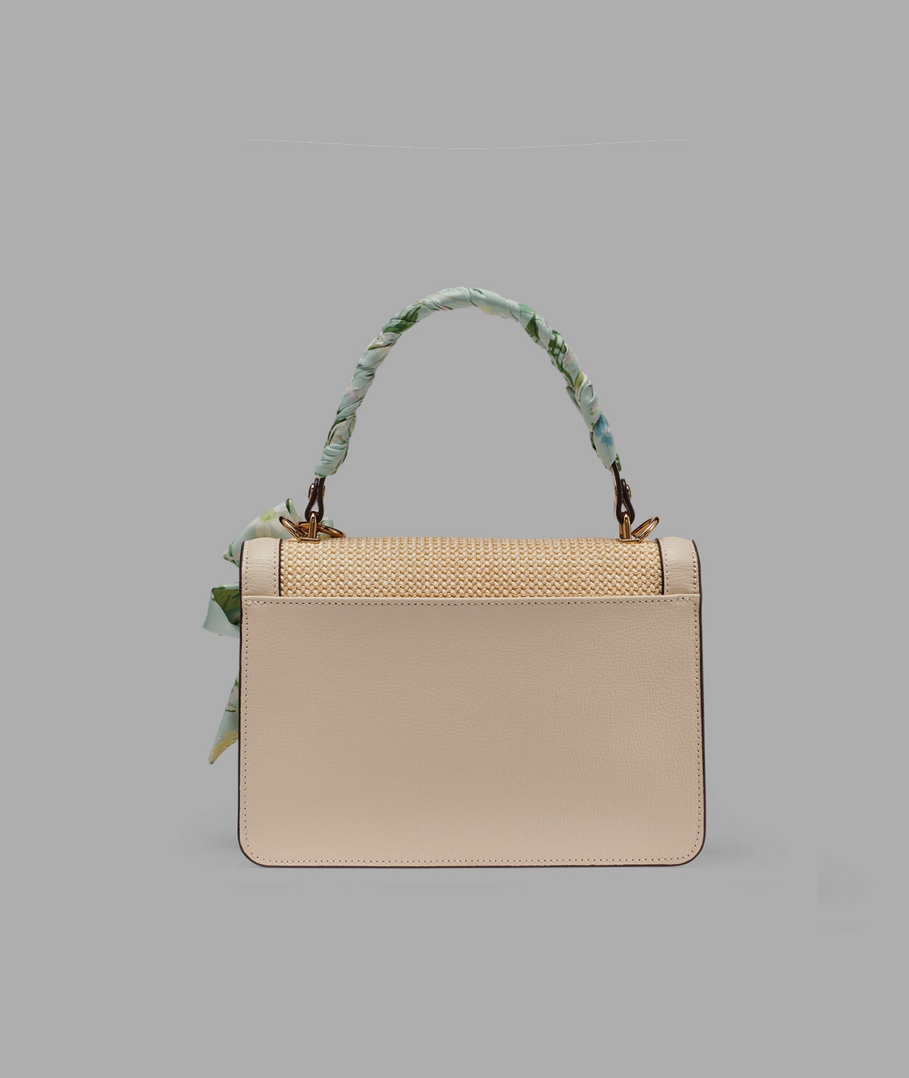 SIMONE RAFFIA SATCHEL WITH FLORAL BOW VIEW 3