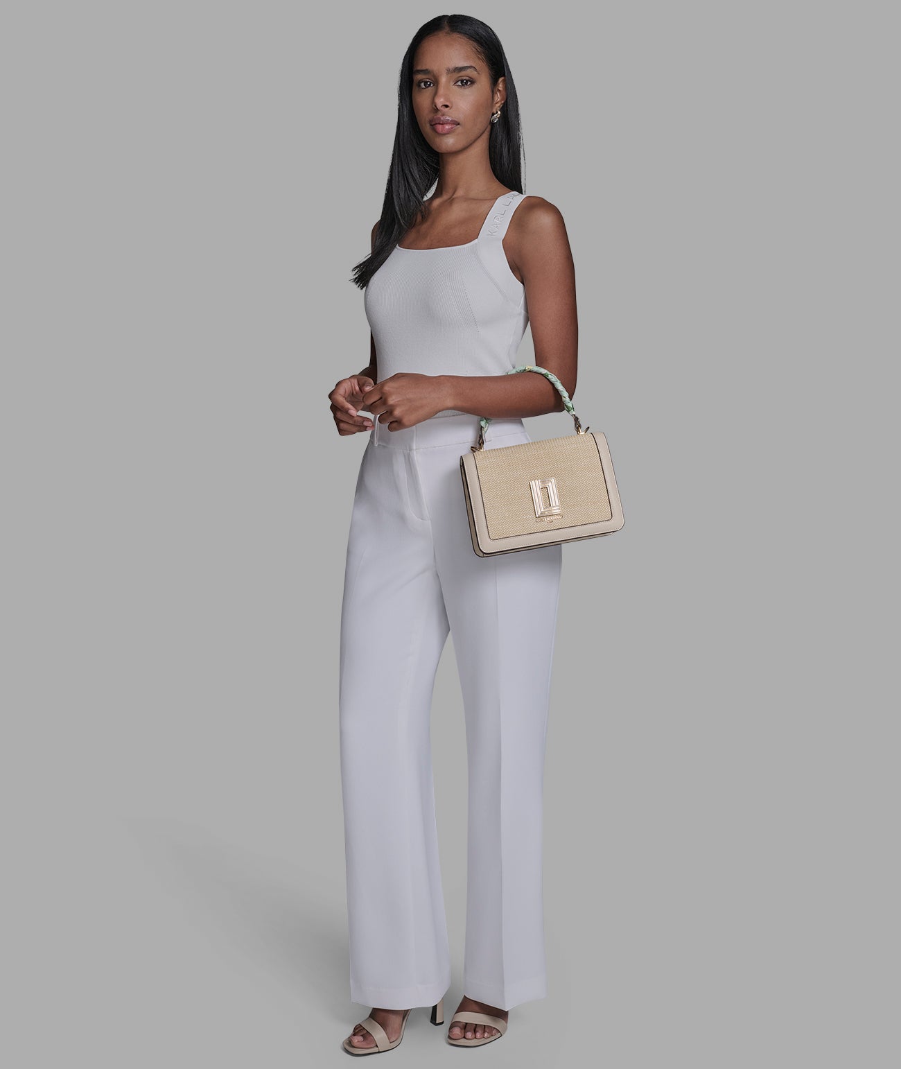 SIMONE RAFFIA SATCHEL WITH FLORAL BOW VIEW 8