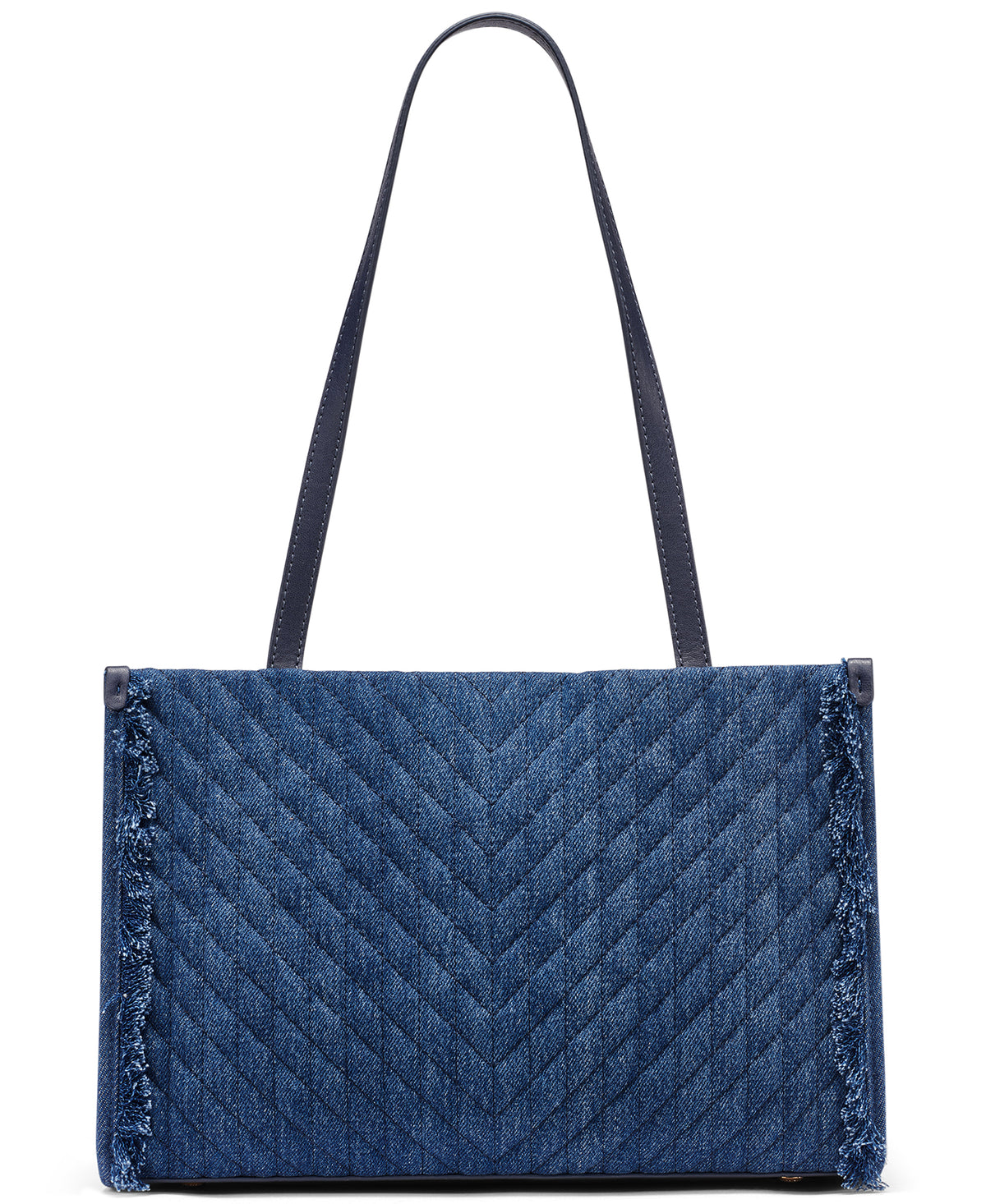 JADE FRAYED QUILTED DENIM SHOPPER TOTE VIEW 3