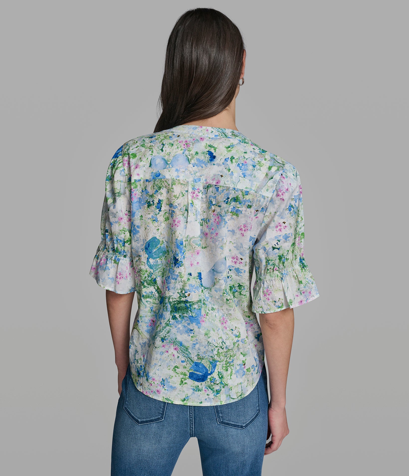 FLORAL PRINT RUFFLE SLEEVE TOP View 2 | New Arrivals