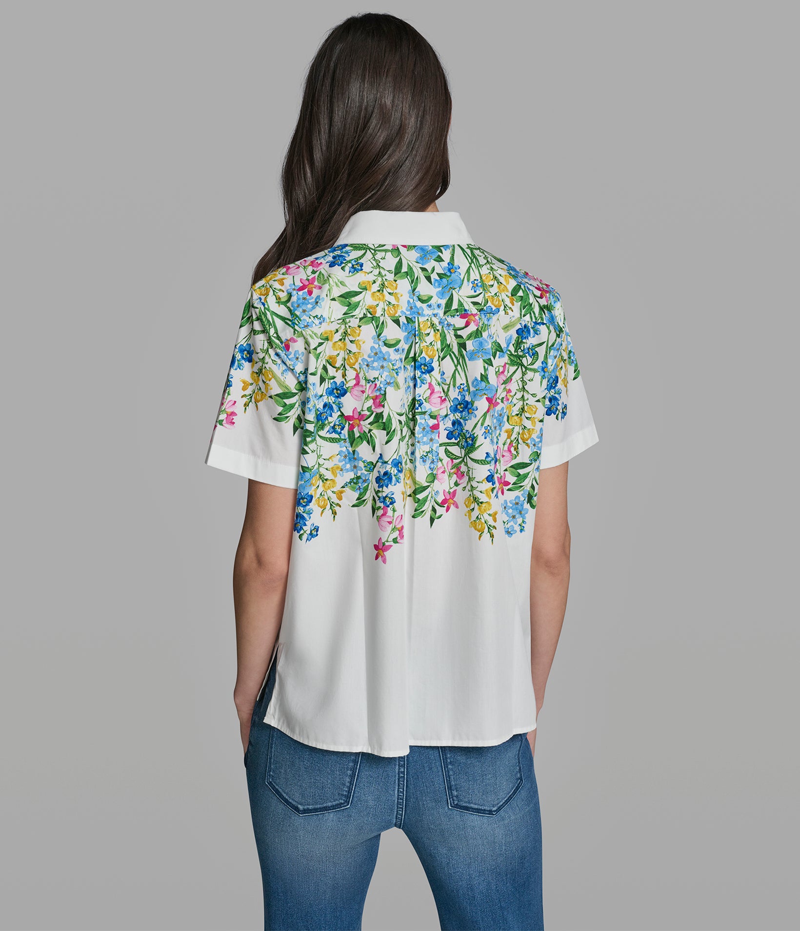 トップス Karl327XS Short Sleeve Floral Blouse | Sweaters & Tops | Karl Lagerfeld Paris