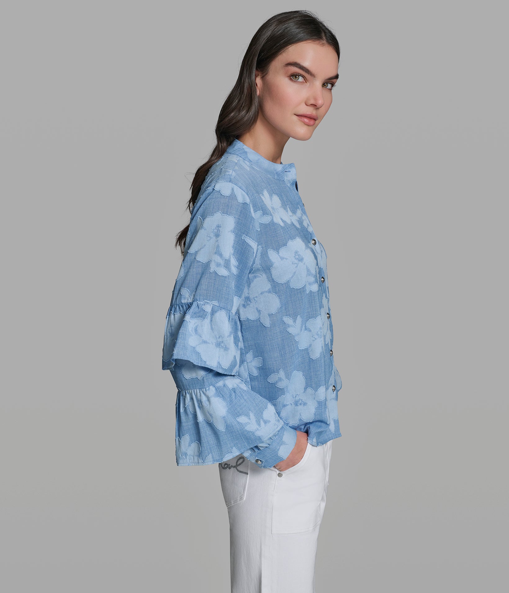 JACQUARD BUTTON DOWN TOP VIEW 3 | Spring Picks