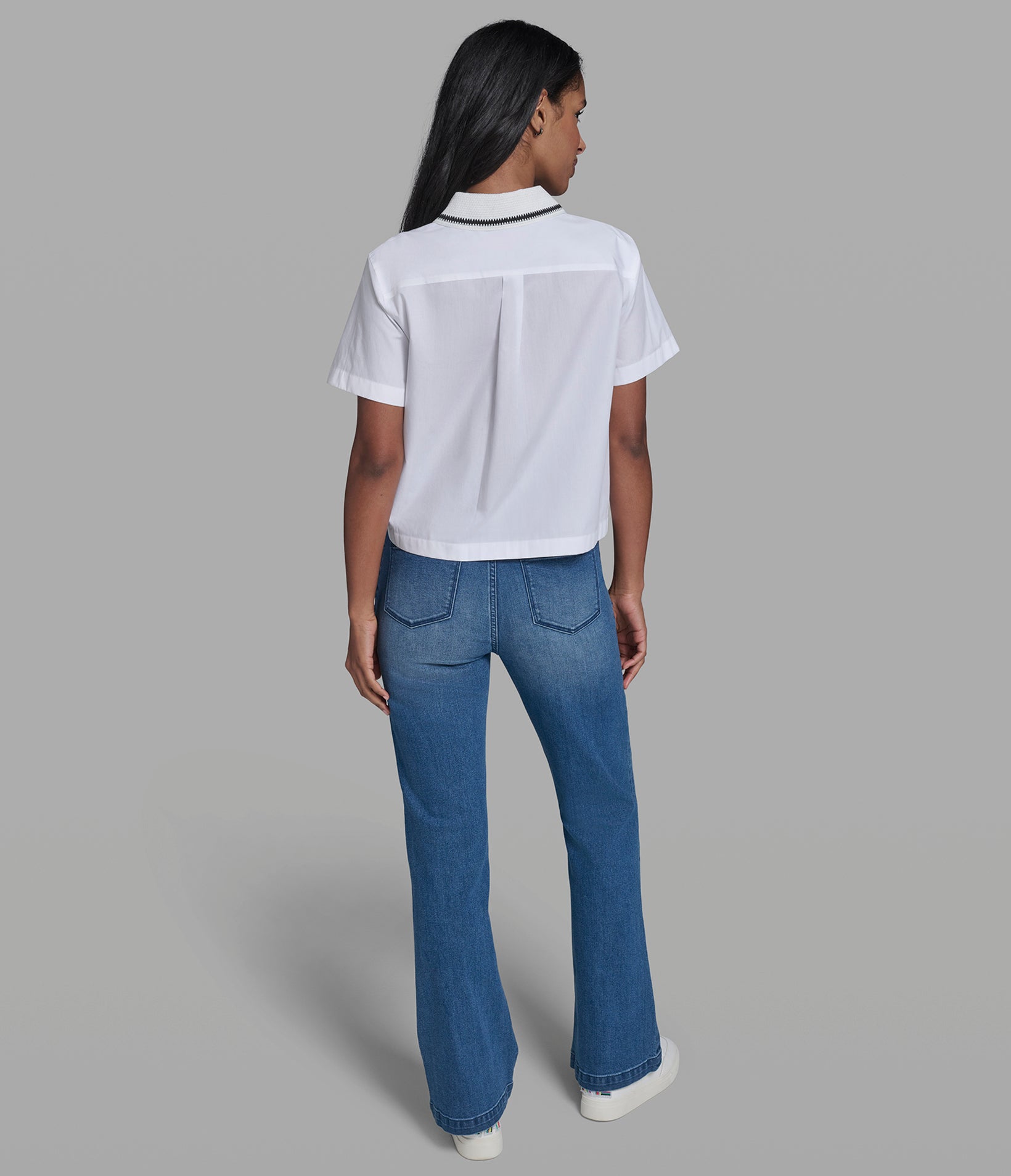 SHORT SLEEVE CROCHET COLLAR POPLIN SHIRT VIEW 6 | New Arrivals