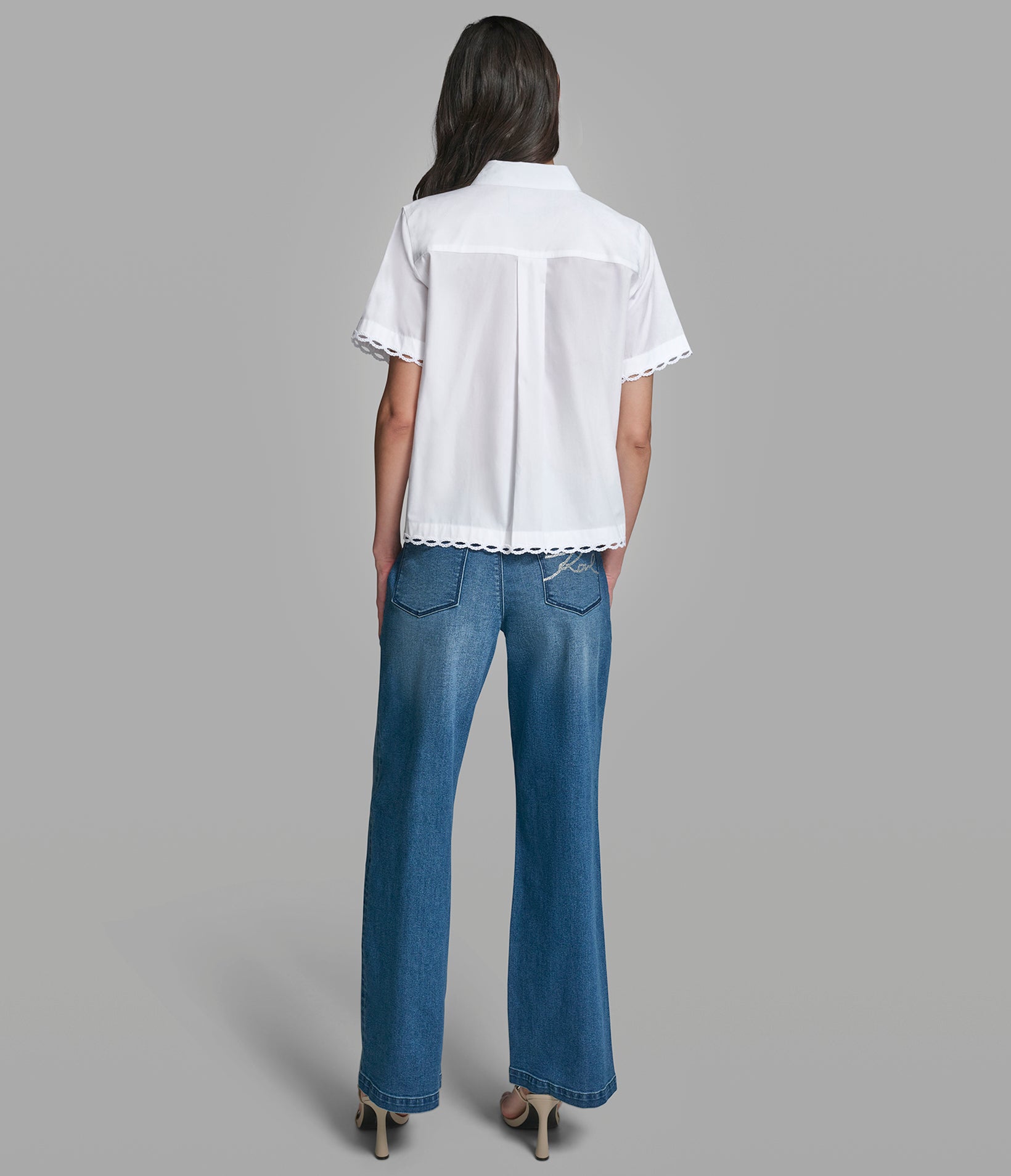 EYELIT TRIM BUTTON FRONT SHIRT VIEW 5 | Women's Tops & Sweaters