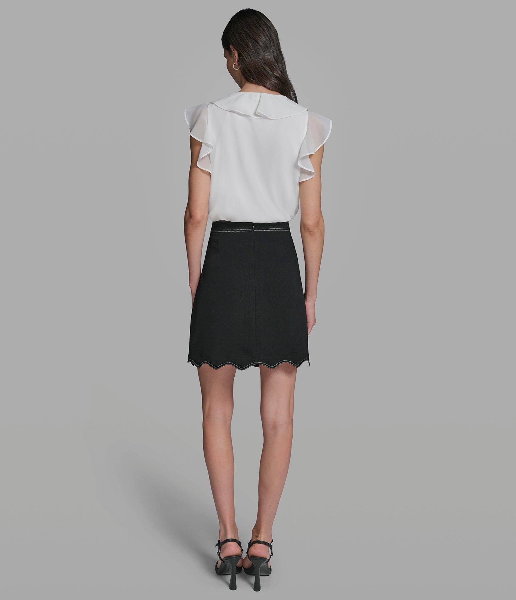 SLEEVELESS RUFFLE V-NECK TOP WITH ROSETTE VIEW 6 | Women's Tops & Sweaters